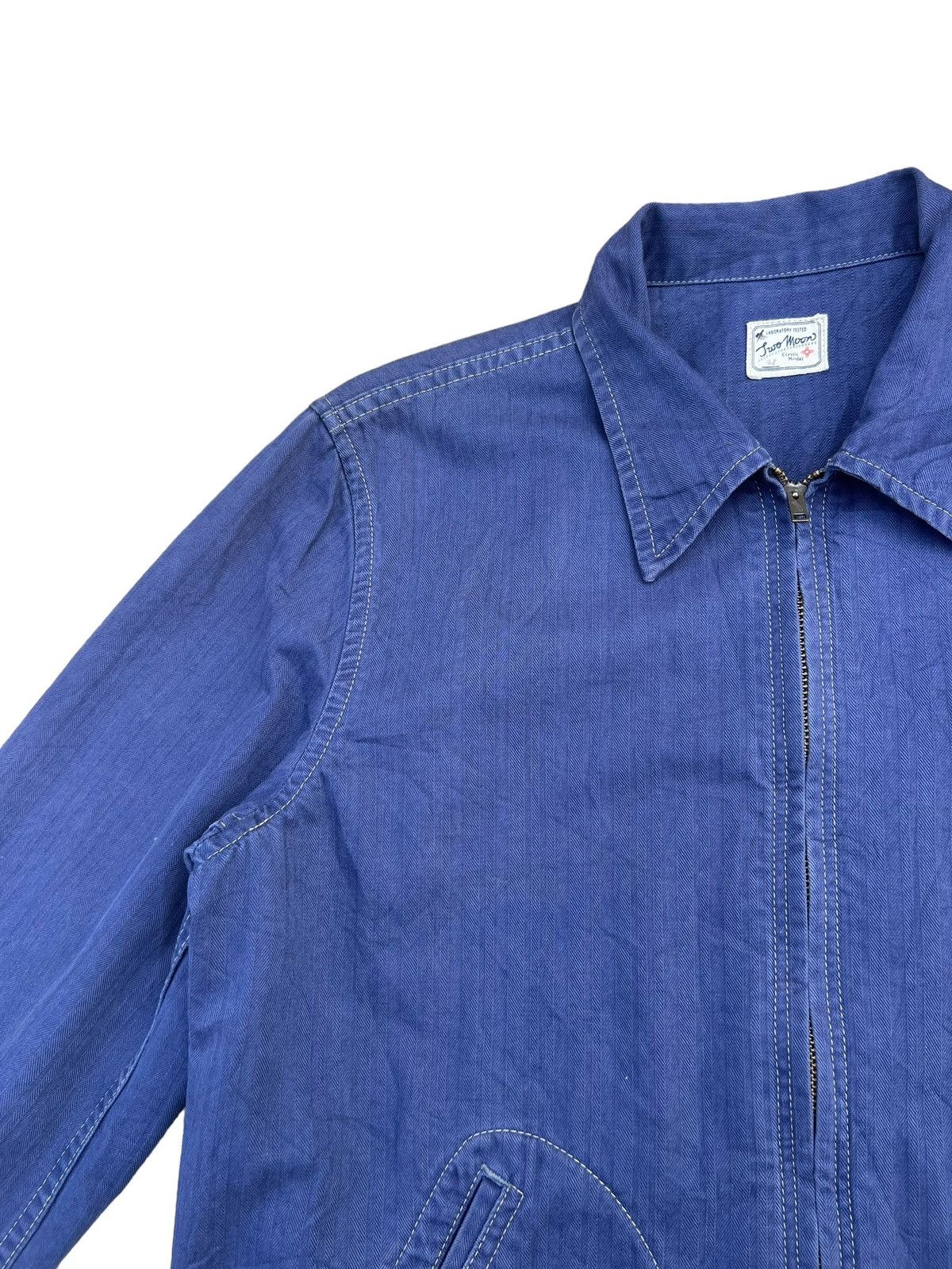 Indigo Two Moon Japan Herringbone Indigo Work Wear Jacket Size US L / EU 52-54 / 3 - 4 Thumbnail