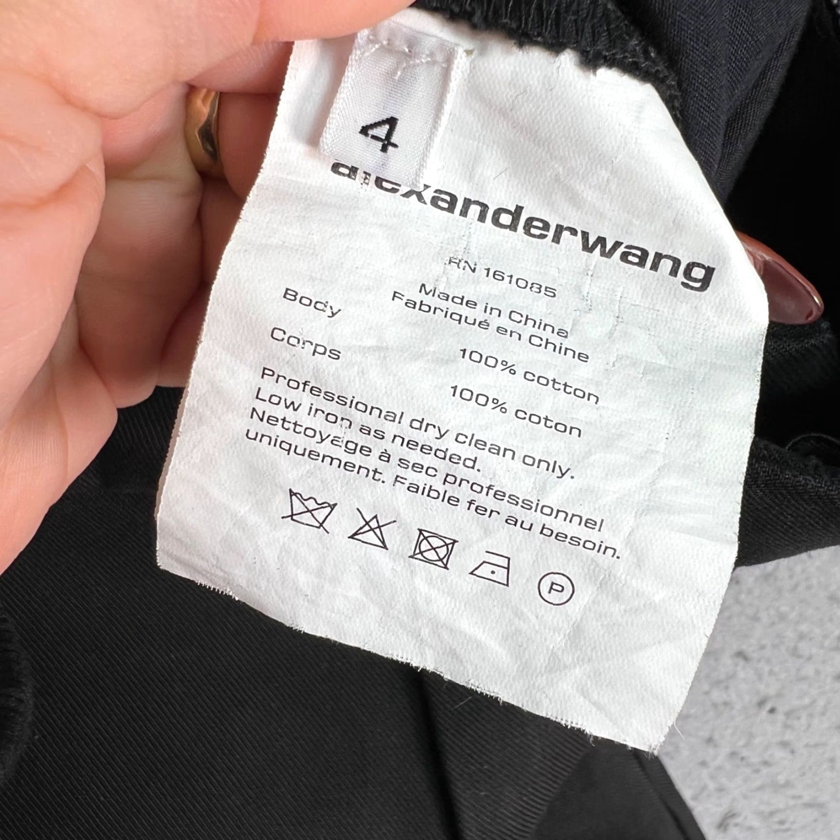 Alexander Wang Alexander Wang Womens Pants Black Cotton High-Waisted Straight Leg Trousers Size 4 Size 27" / US 4 / IT 40 - 4 Thumbnail