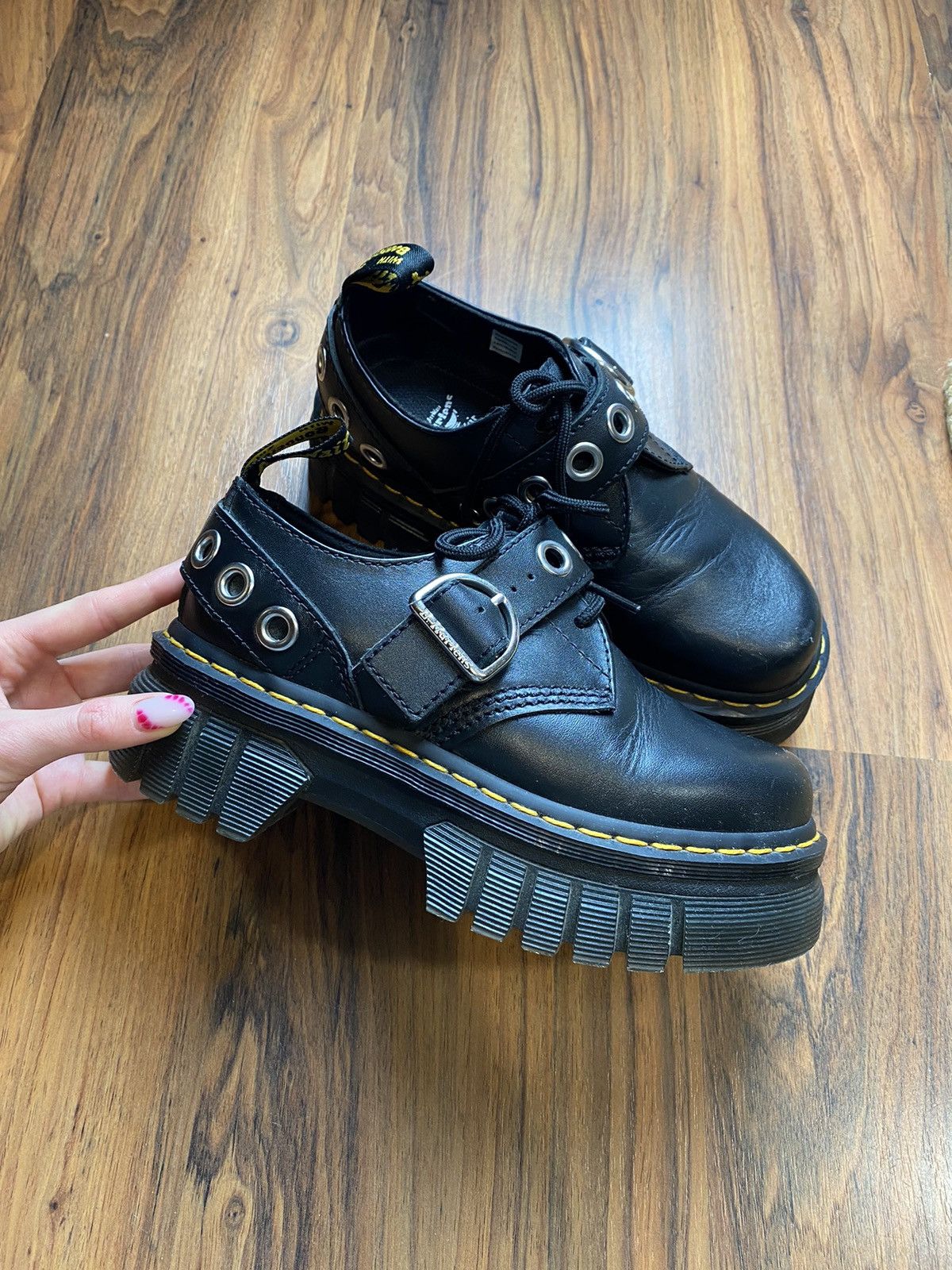 Dr. Martens × Vintage Dr. Martens AUDRICK HARDWARE LEATHER PLATFORM SHOES Size US 6.5 / IT 36.5 - 8 Thumbnail