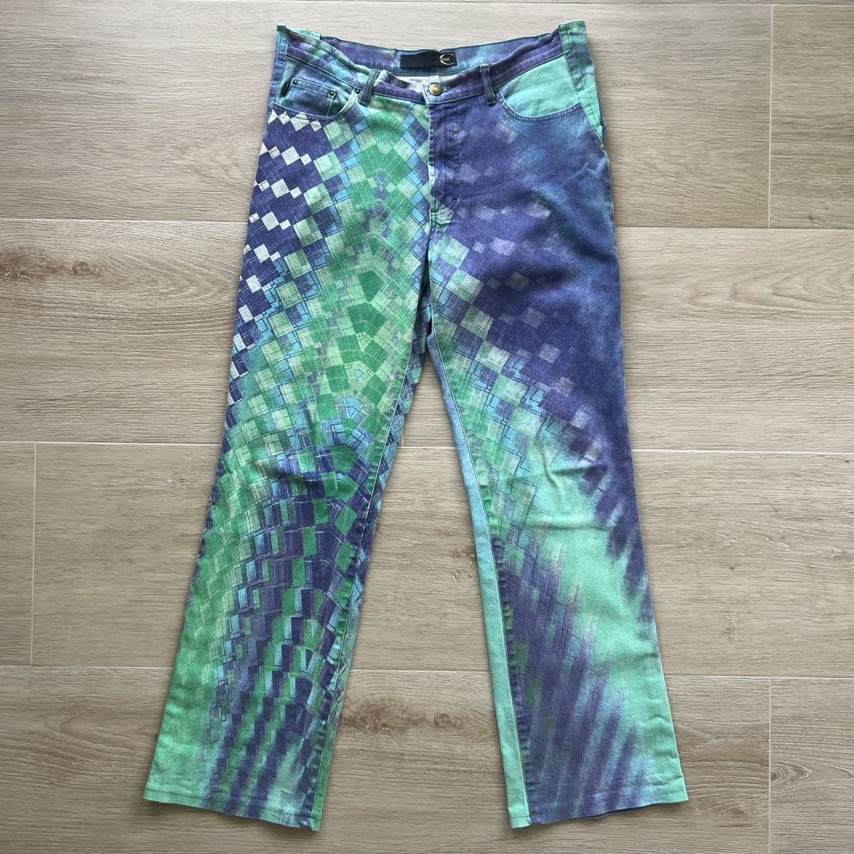 Just Cavalli Just Cavalli Purple/Green Pattern Pants Y2K Size US 29 - 1 Thumbnail