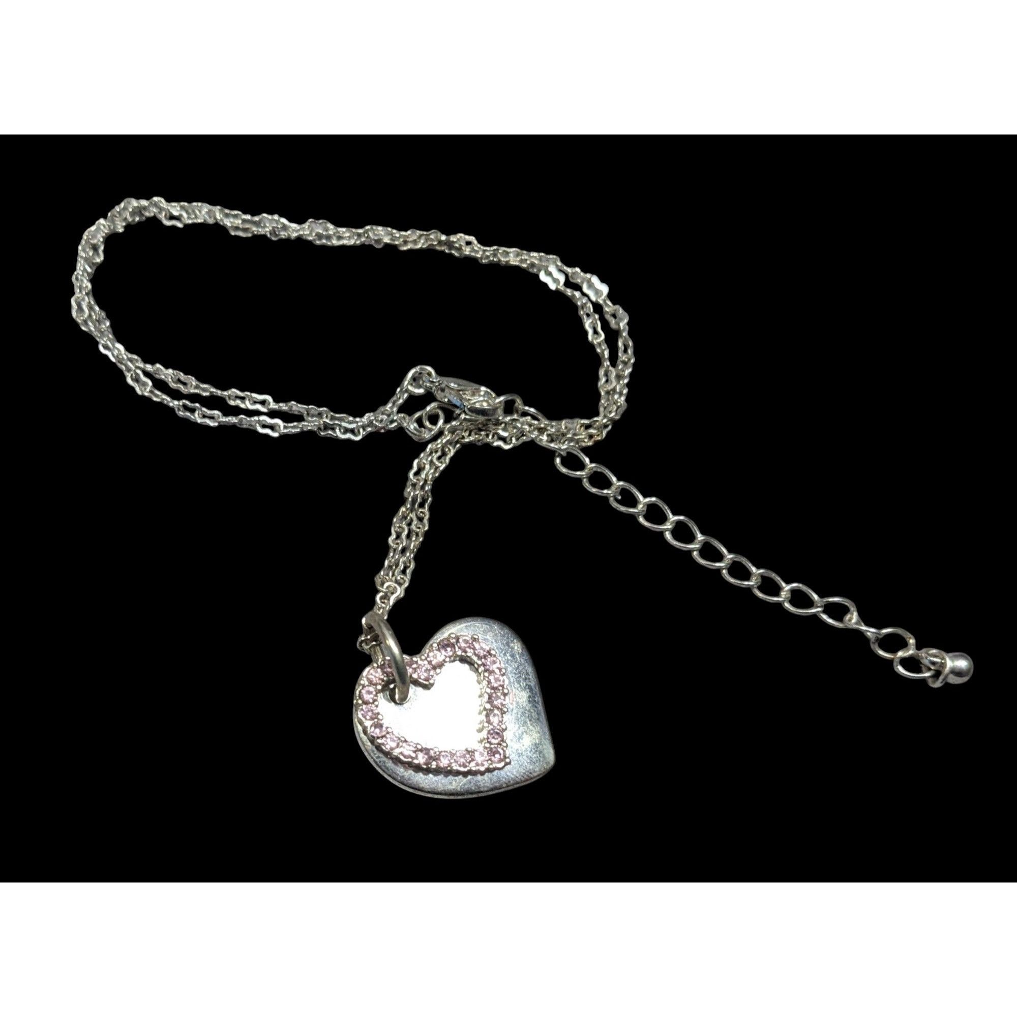 Other Coquette Pink And Silver Tone Heart Pendant Necklace Size ONE SIZE - 1 Thumbnail
