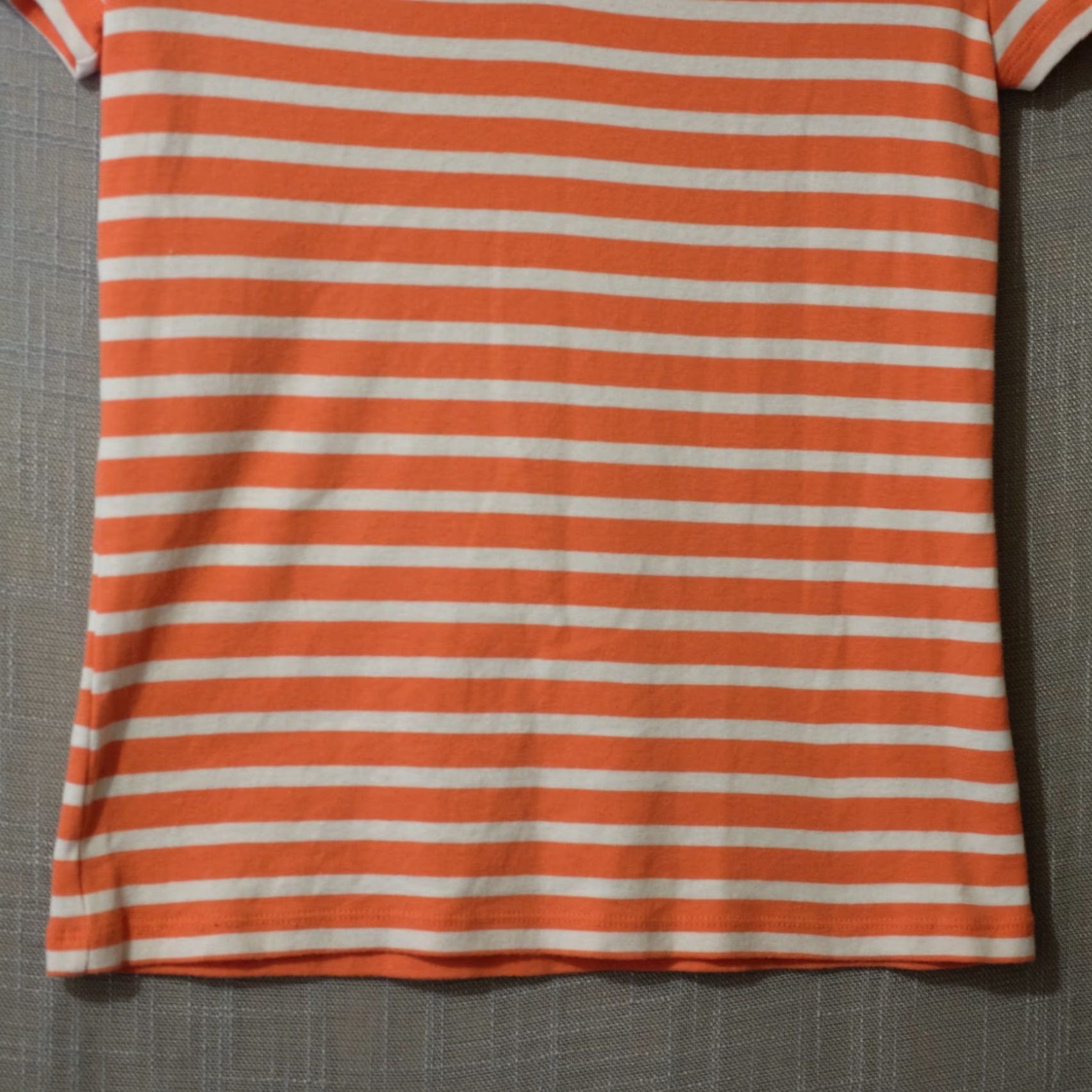 Tommy Hilfiger Tommy Hilfiger Tee Stripe V-Neck Short Sleeve 100% Cotton Women's M Orange/White Slim Casual 90s? Size 32" / US 10 / IT 46 - 4 Thumbnail