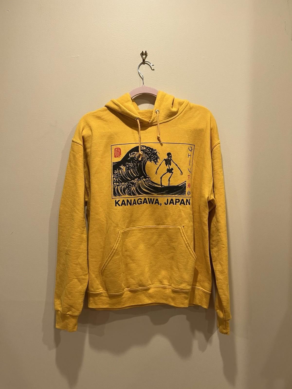 Bowery Kanagawa Japan Hoodie Yellow Great Wave Street M Unisex Y2K Size US M / EU 48-50 / 2 - 1 Thumbnail