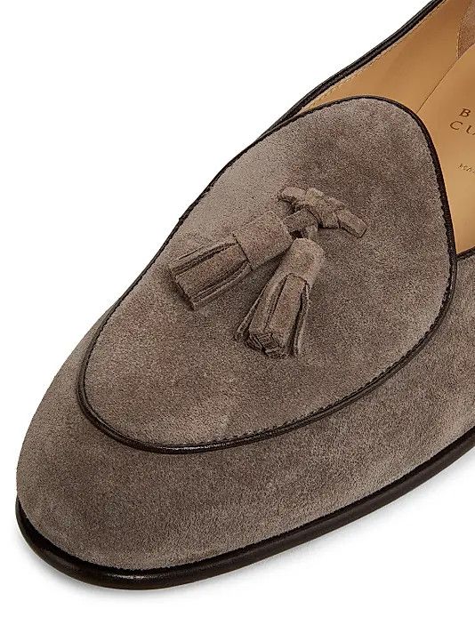 Brunello Cucinelli os11x0226 Tassel-Embellished Suede Loafers In Grey Size US 12 / EU 45 - 5 Thumbnail