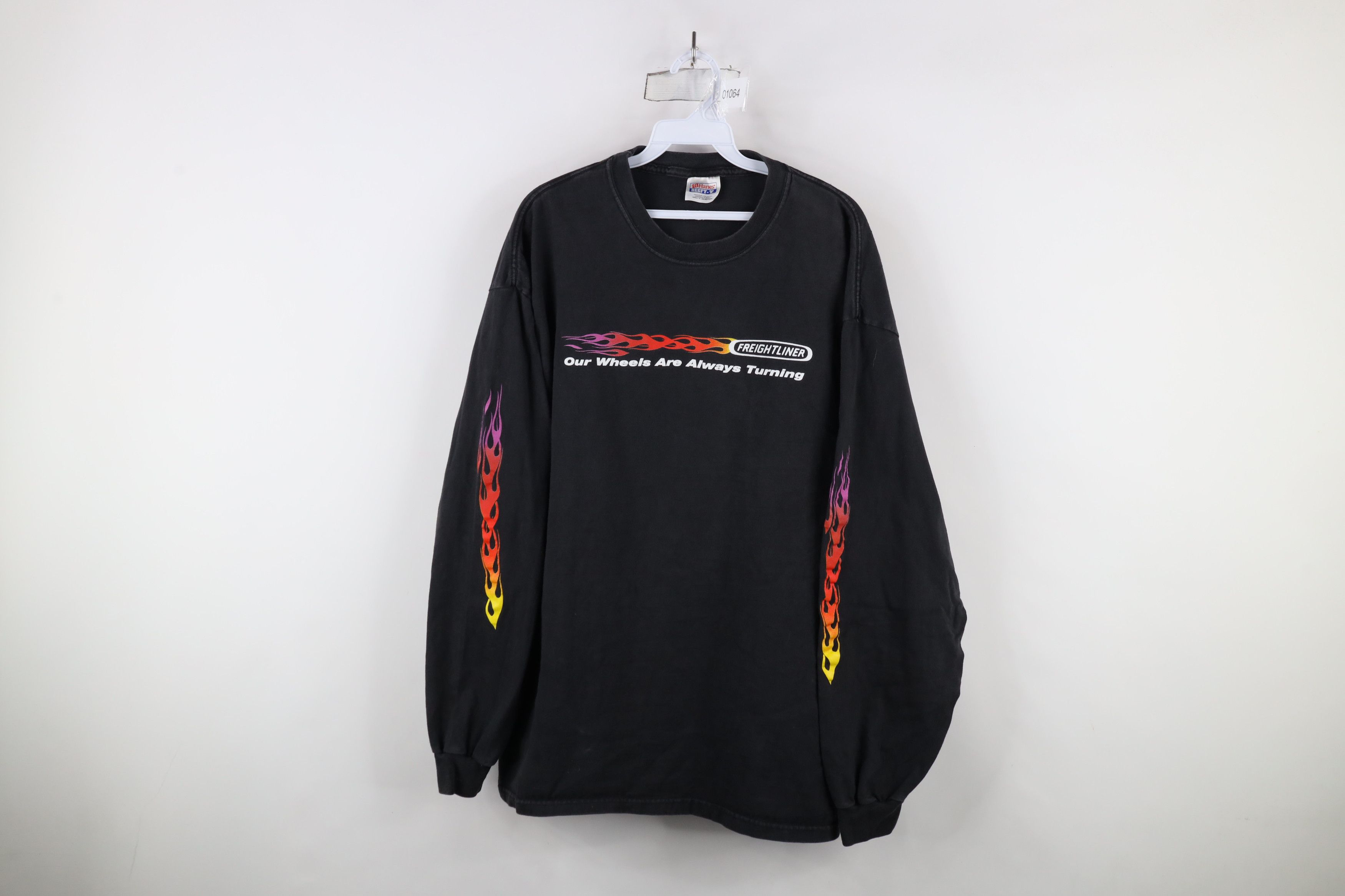 Vintage Vintage 90s Freightliner Fire Flames Long Sleeve T-Shirt Size US XL / EU 56 / 4 - 1 Thumbnail