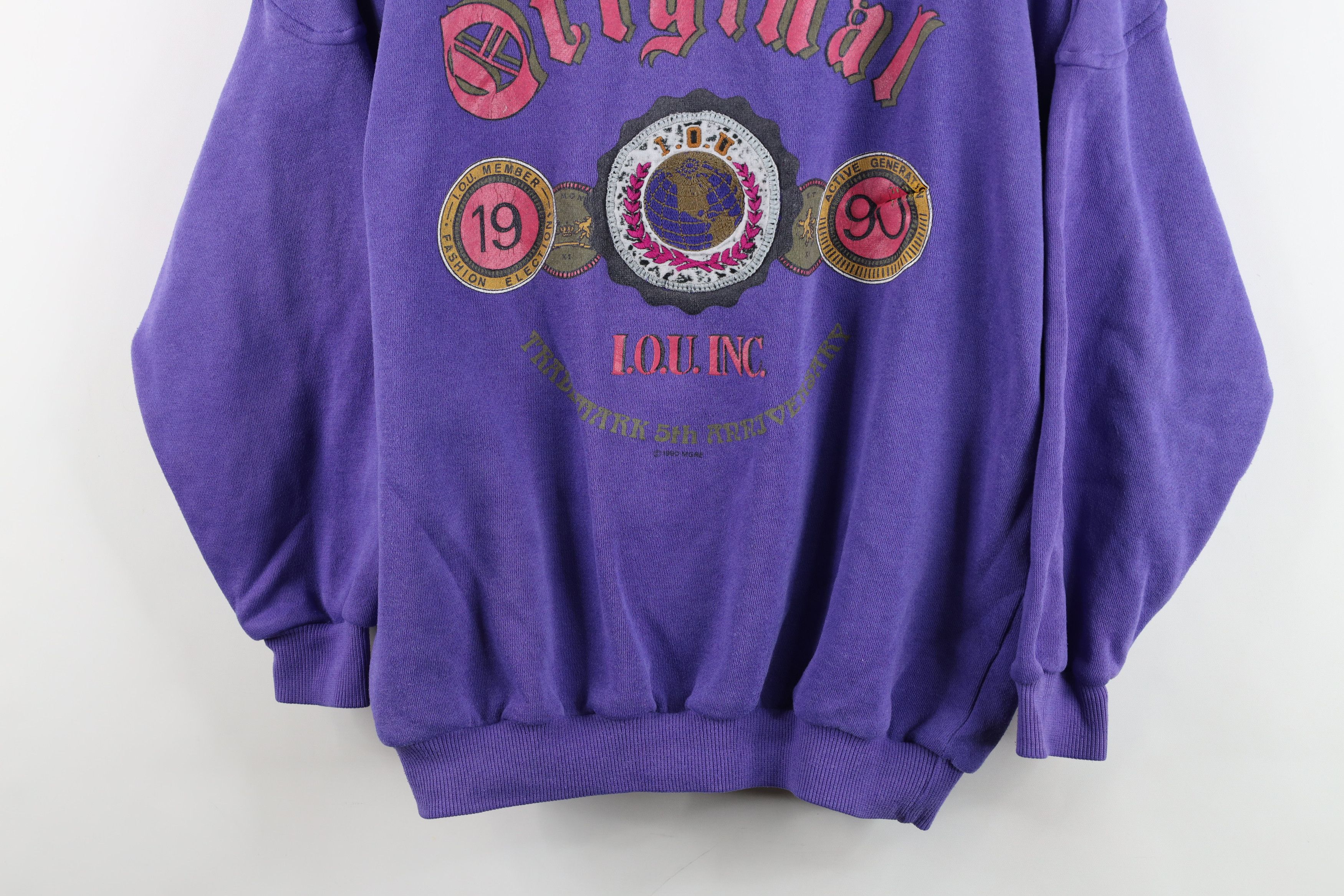 Vintage Vintage 90s IOU Spell Out Football Jersey Sweatshirt Purple Size M / US 6-8 / IT 42-44 - 3 Thumbnail