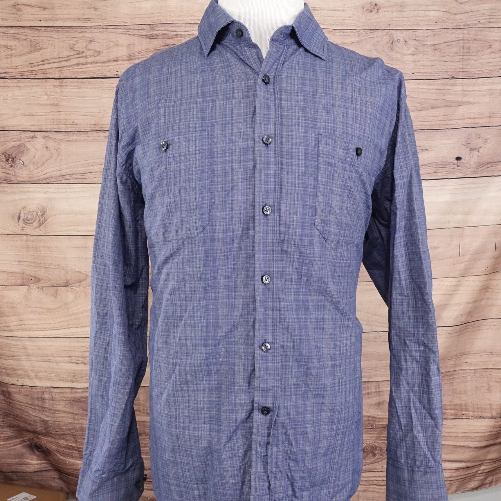 Pronto Uomo PRONTO UOMO BLUE PLAID BUTTON DOWN SHIRT MENS XL LONG SLEEVE Size US XL / EU 56 / 4 - 3 Thumbnail