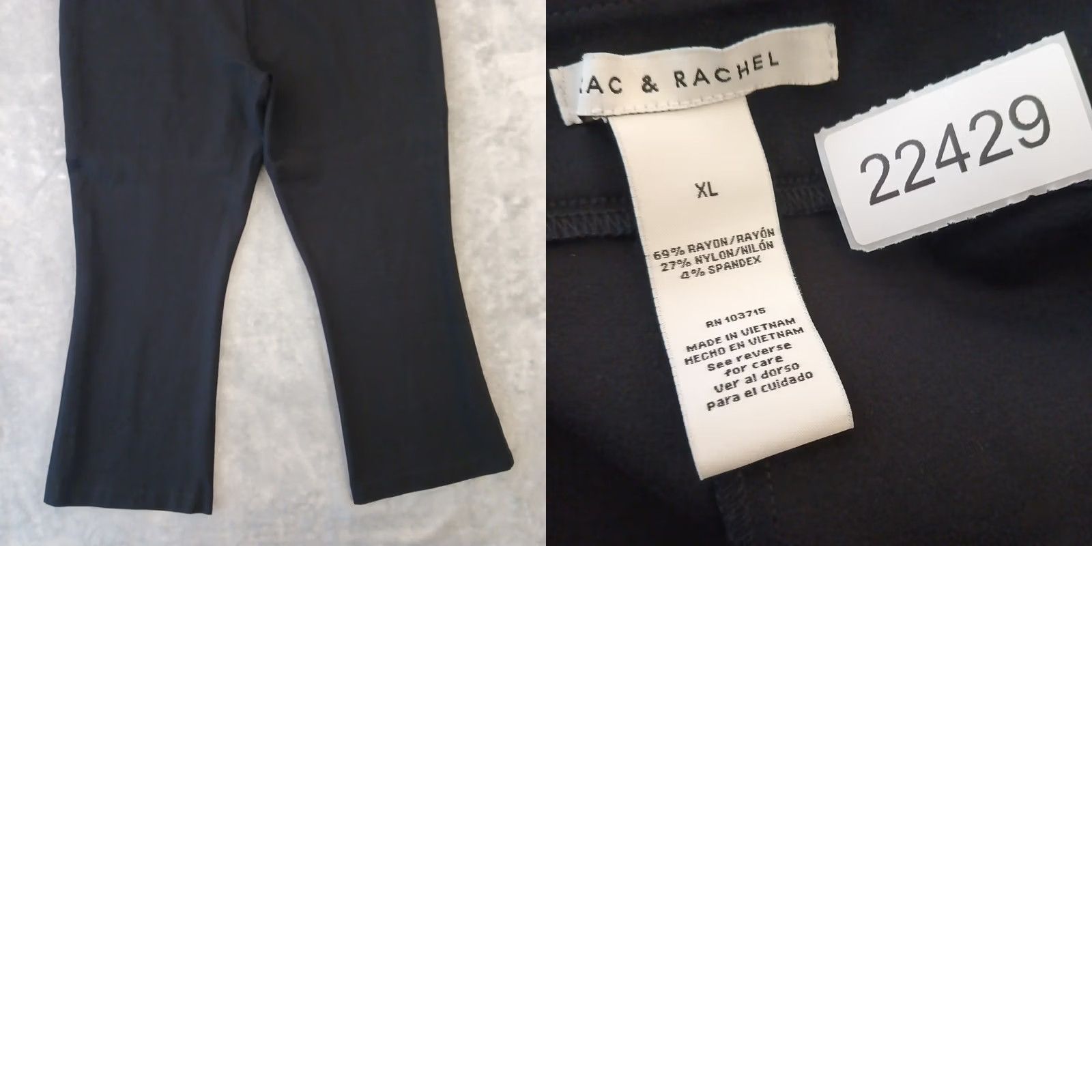 Vintage Zac & Rachel Cropped Pants Womens XL Black Flare Pull On Stretch 38x25.5 Size 40" / US 18 - 8 Thumbnail