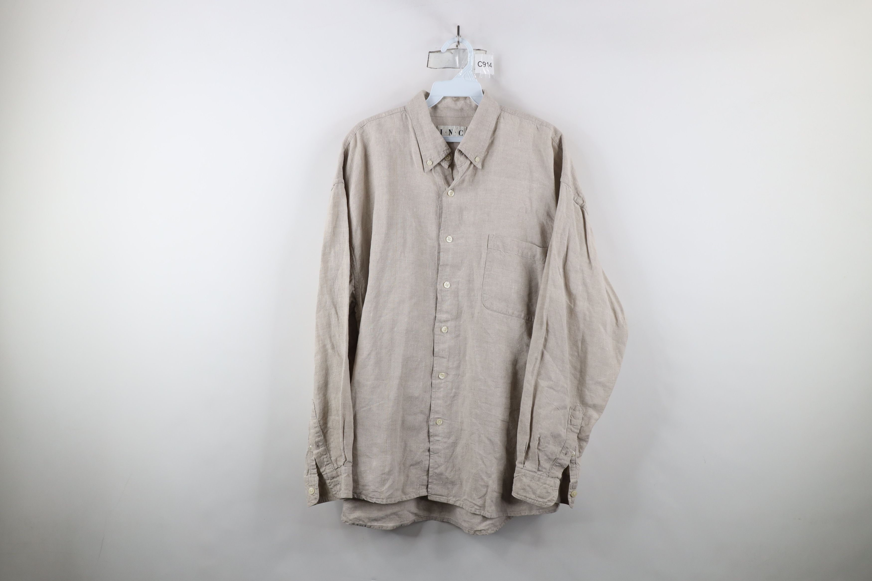 Vintage Vintage 90s Streetwear Collared Button Down Shirt Beige Size US XL / EU 56 / 4 - 1 Thumbnail