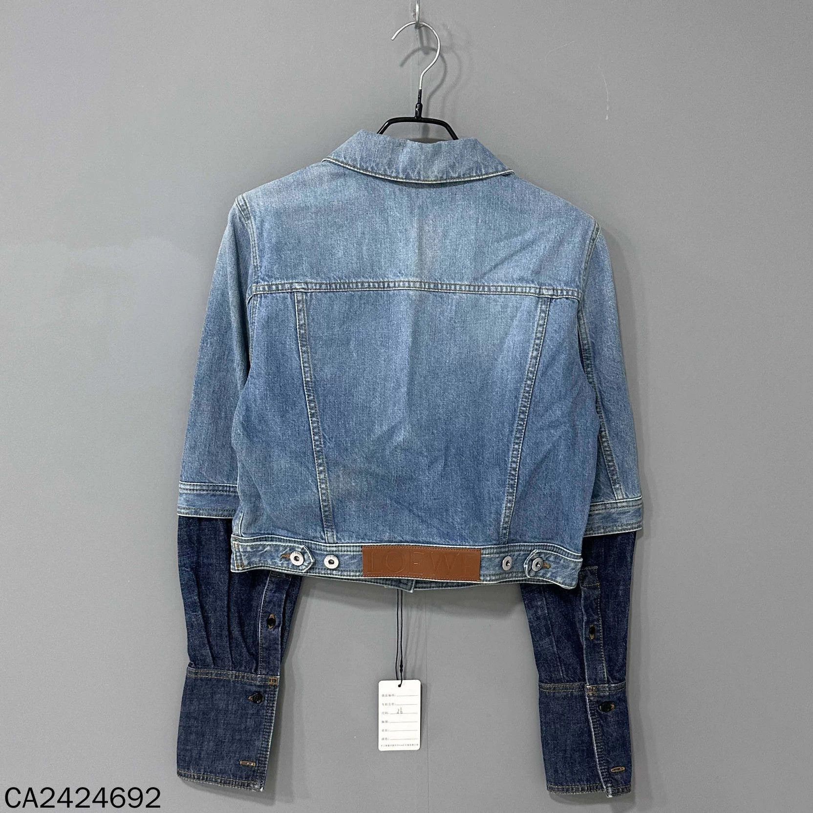 Loewe LOEWE leather logo patch colorblock sleeve denim jacket Size XS / US 0-2 / IT 36-38 - 3 Thumbnail