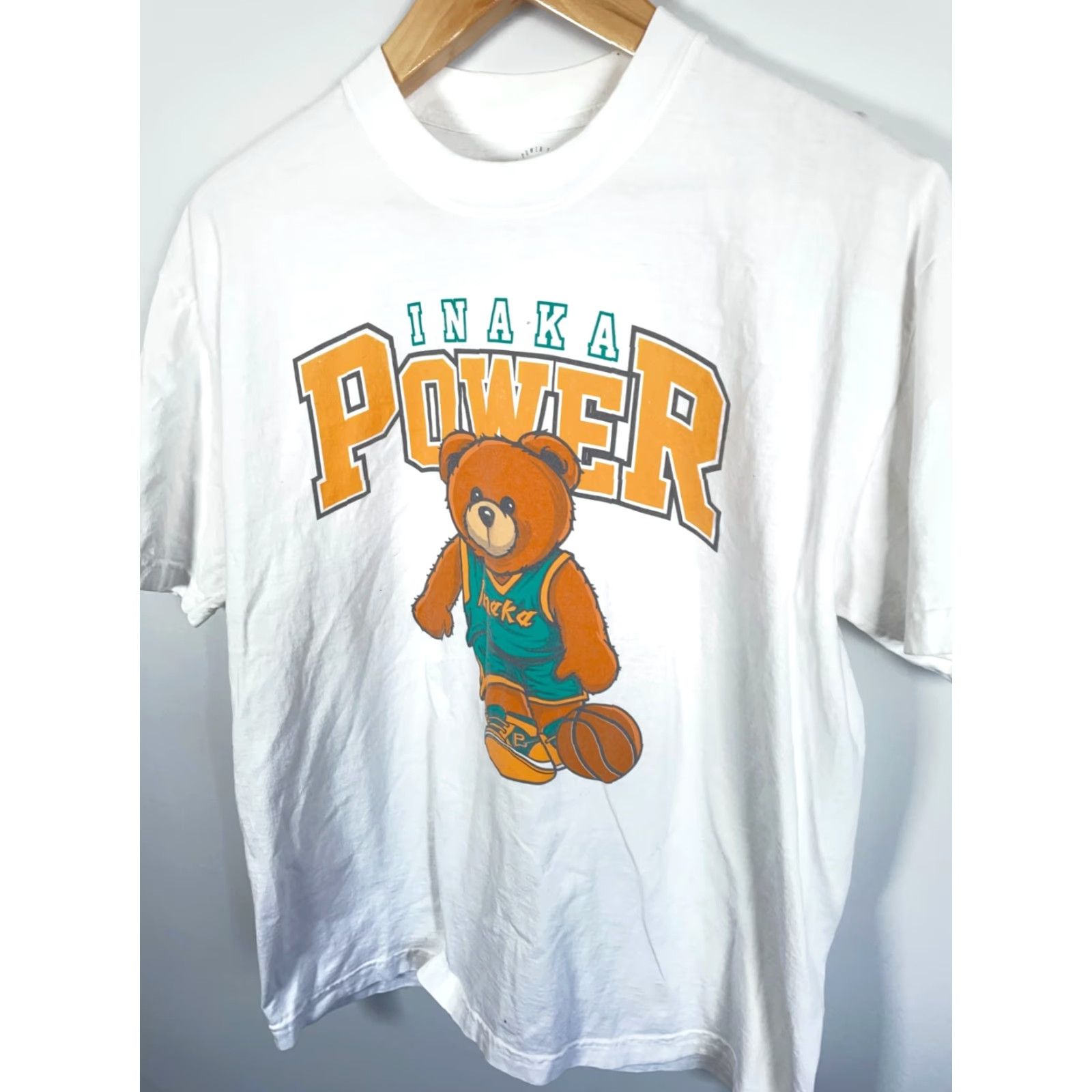 Vintage Inaka Power T-Shirt Adult Large White Bear Graphic Print Jersey 100% Cotton Crew Neck Short Sleeve Logo Retro Mens Size US L / EU 52-54 / 3 - 7 Thumbnail