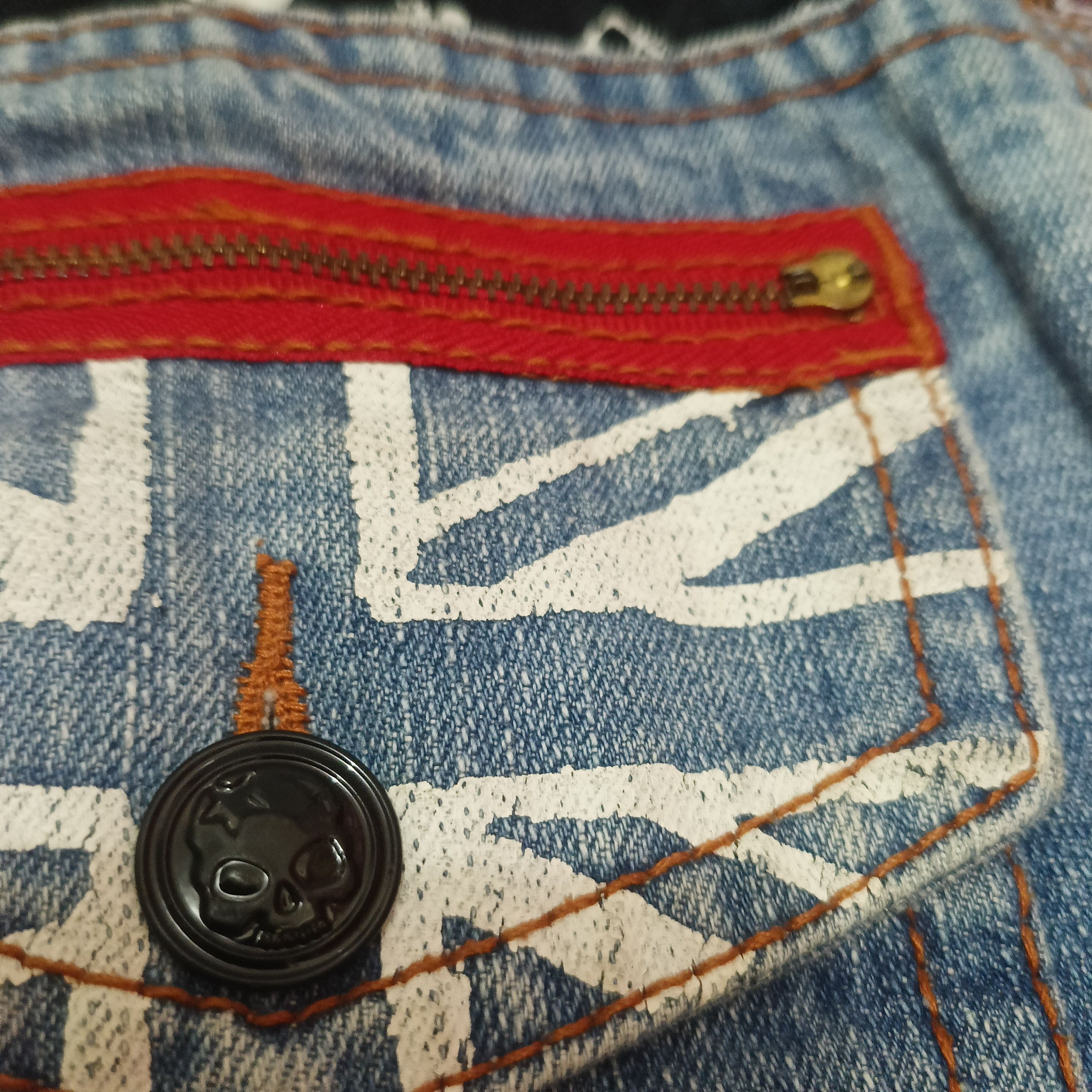 Japanese Brand RARE JEANS SKULLS BA-TSU STUDIOS BOY Flared Denim Size US 29 - 19 Thumbnail