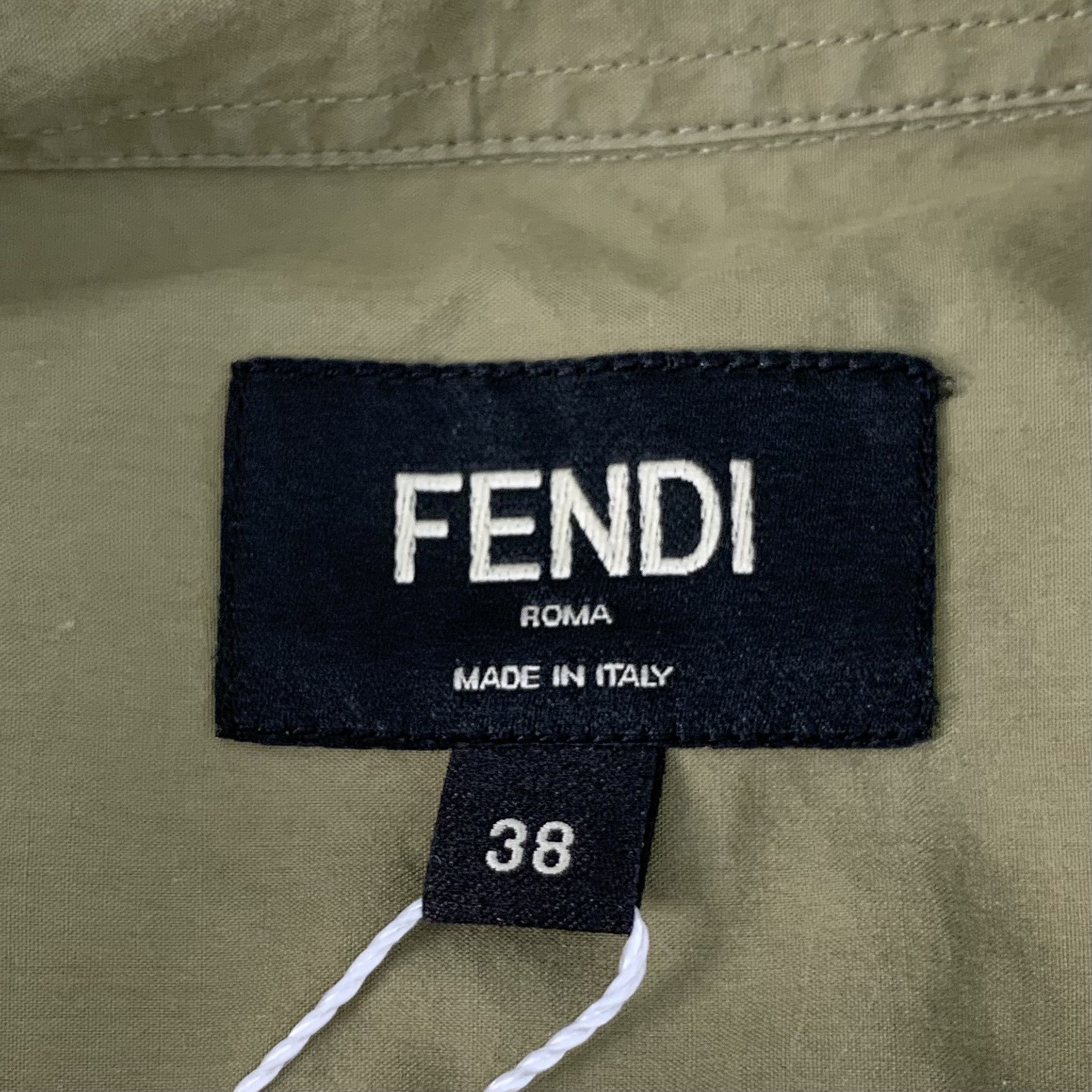 Fendi Fendi Mens Olive Green Short-Sleeve Button-Up Shirt Size US S / EU 44-46 / 1 - 5 Thumbnail