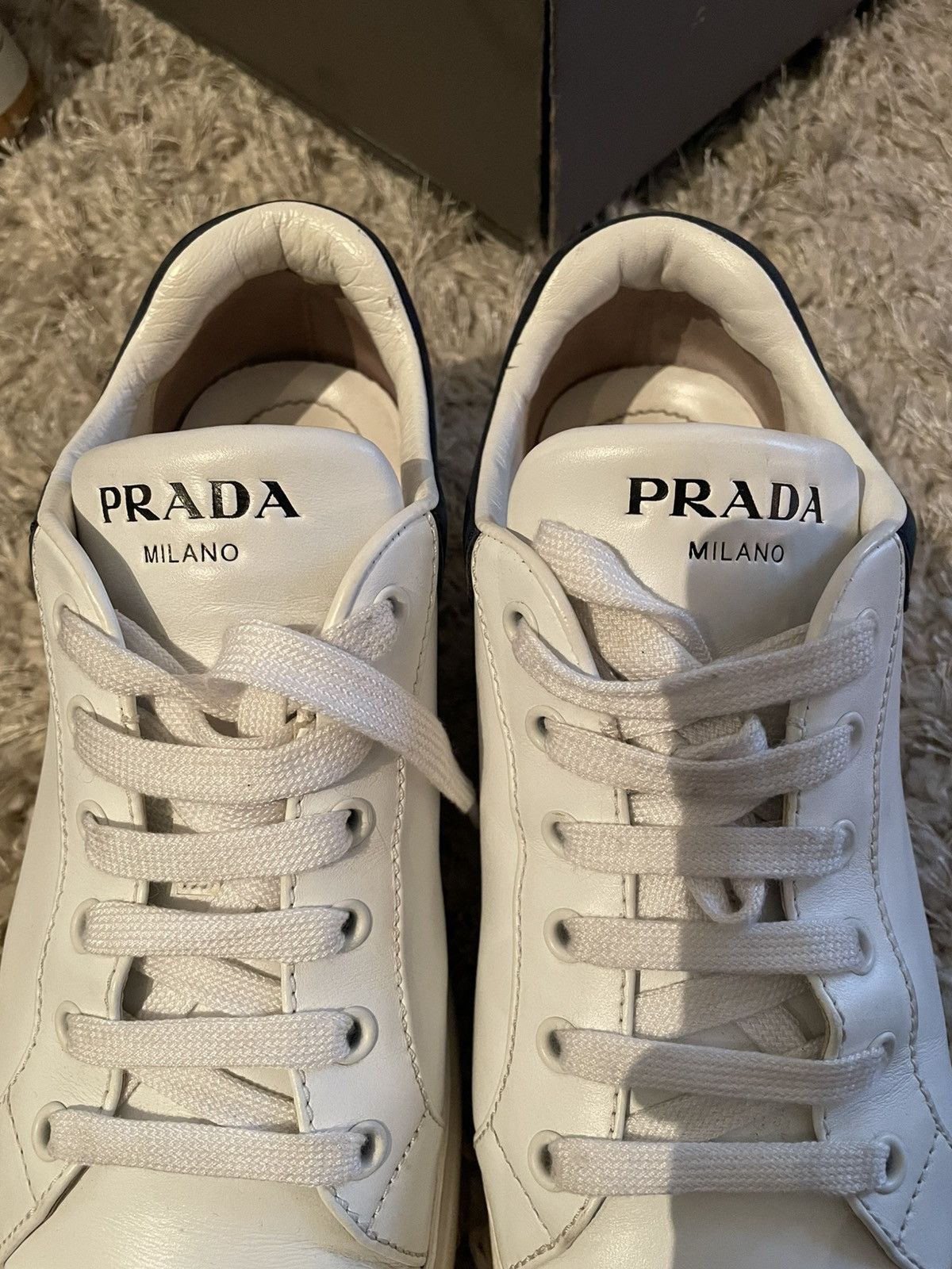 Prada Prada White Leather Platform Trainer Size US 8 / EU 41 - 6 Thumbnail