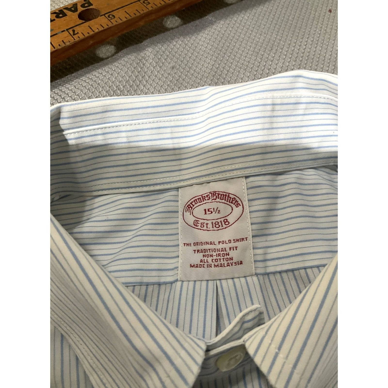 Brooks Brothers Brooks Brothers Shirt Mens 15.5 White Blue Striped Button Down Non Iron Preppy Dress Shirt Regular Fit Long Sleeve Casual Formal Workwear Size US L / EU 52-54 / 3 - 6 Thumbnail