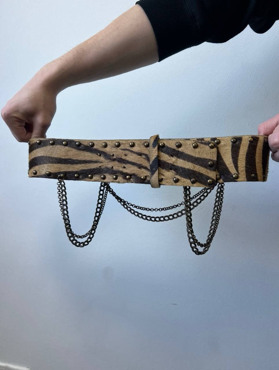 Roberto Cavalli Roberto Cavalli Class pony hair chained zebra waist belt Size ONE SIZE - 3 Thumbnail