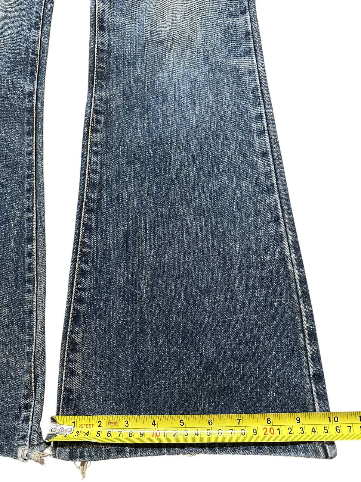 Edwin Vintage Edwin 400 Blue Faded Wash Distress Flare Jeans Size US 30 / EU 46 - 16 Thumbnail