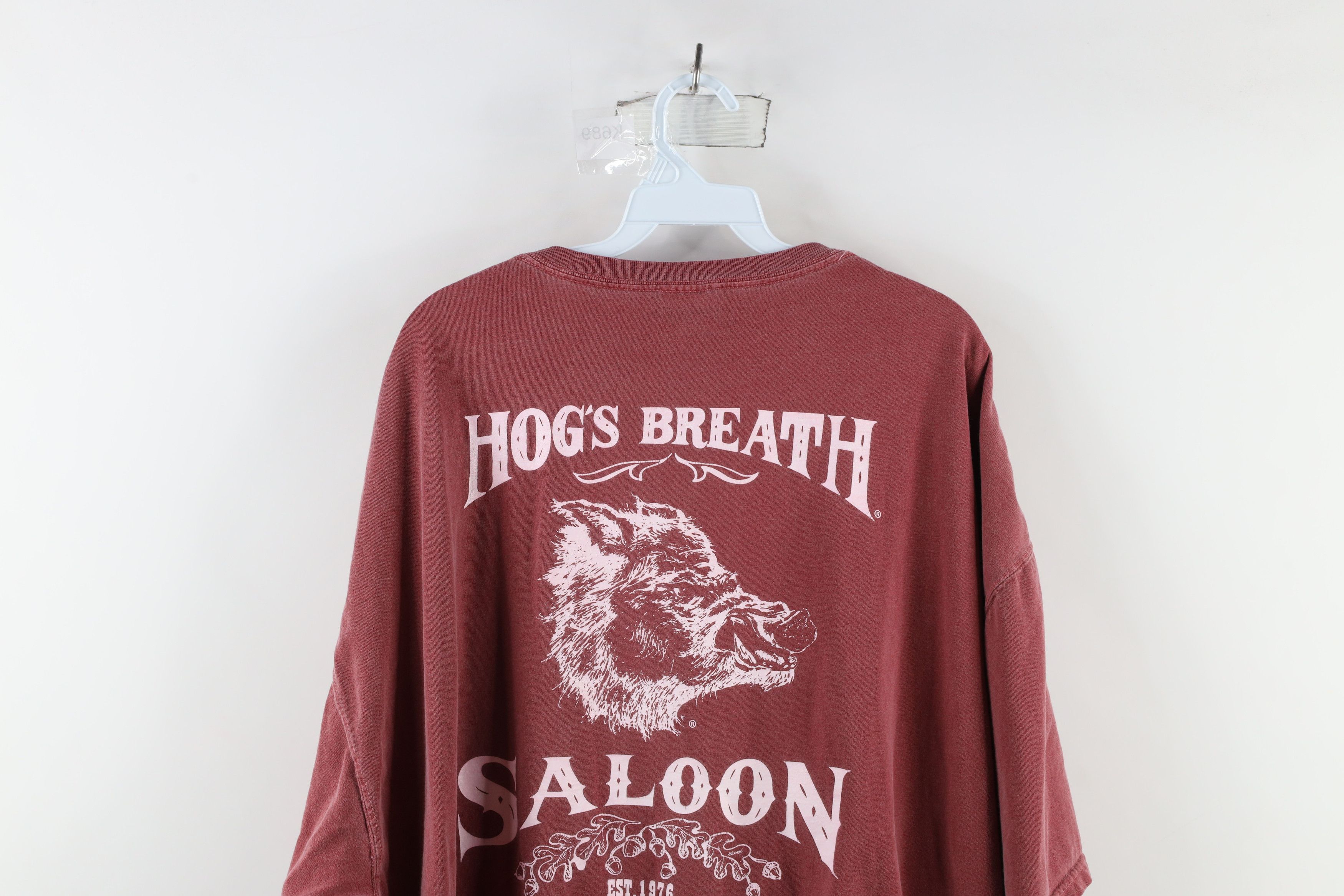 Vintage Vintage Y2K Streetwear Stonewash Breath Saloon T-Shirt Red Size US XXL / EU 58 / 5 - 10 Thumbnail