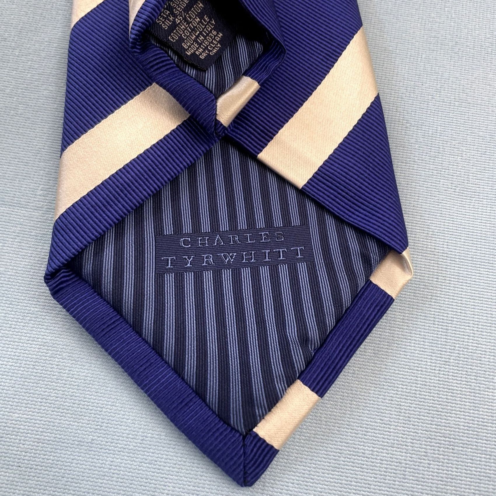 Charles Tyrwhitt VINTAGE Charles Tyrwhitt Silk Tie Blue Repp Neck tie Mens Exec Italy 3.5x61 Size ONE SIZE - 6 Thumbnail