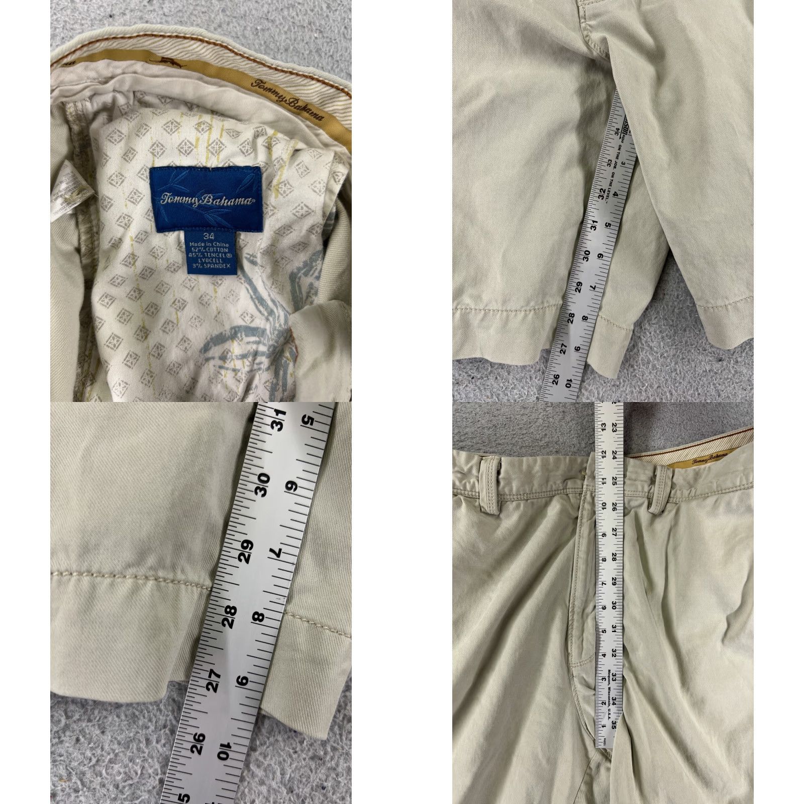 Tommy Bahama VINTAGE Tommy Bahama Shorts Mens Chino Cargo Pocket 34 Beige Cotton Blend Flat Front 34x9 Beach Aloha Mens Size US 34 / EU 50 - 8 Thumbnail