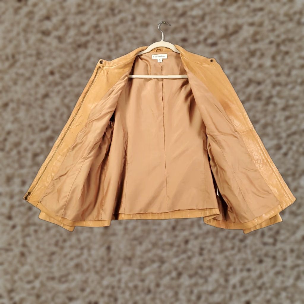 Skin VINTAGE Katherine Kelly Leather Jacket Womens XL Tan Beige Full Zip Lined Jacket Size XL / US 12-14 / IT 48-50 - 1 Thumbnail