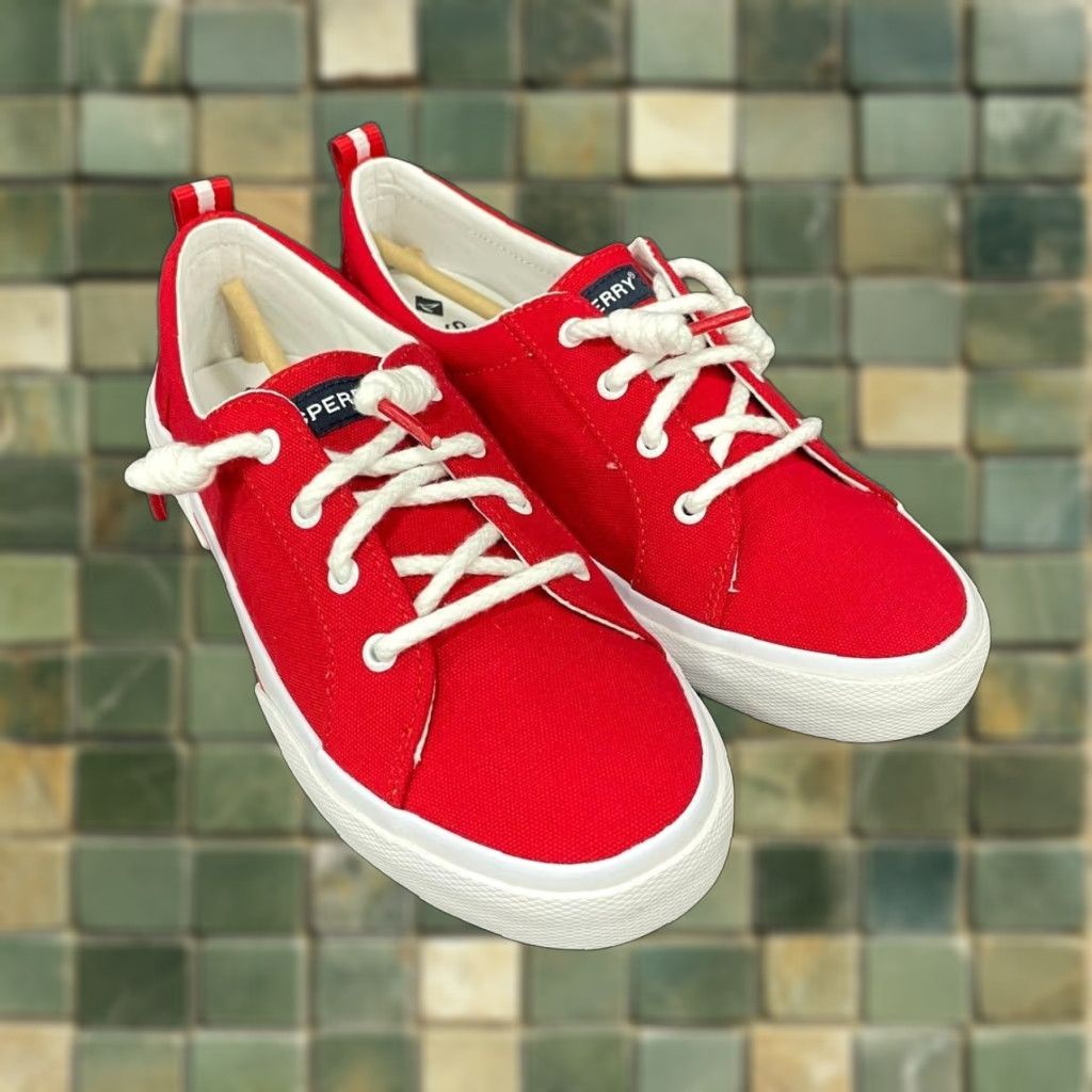 VINTAGE SPERRY Women's Canvas Sneakers Casual Low Top Size 8.5 Red Rouge