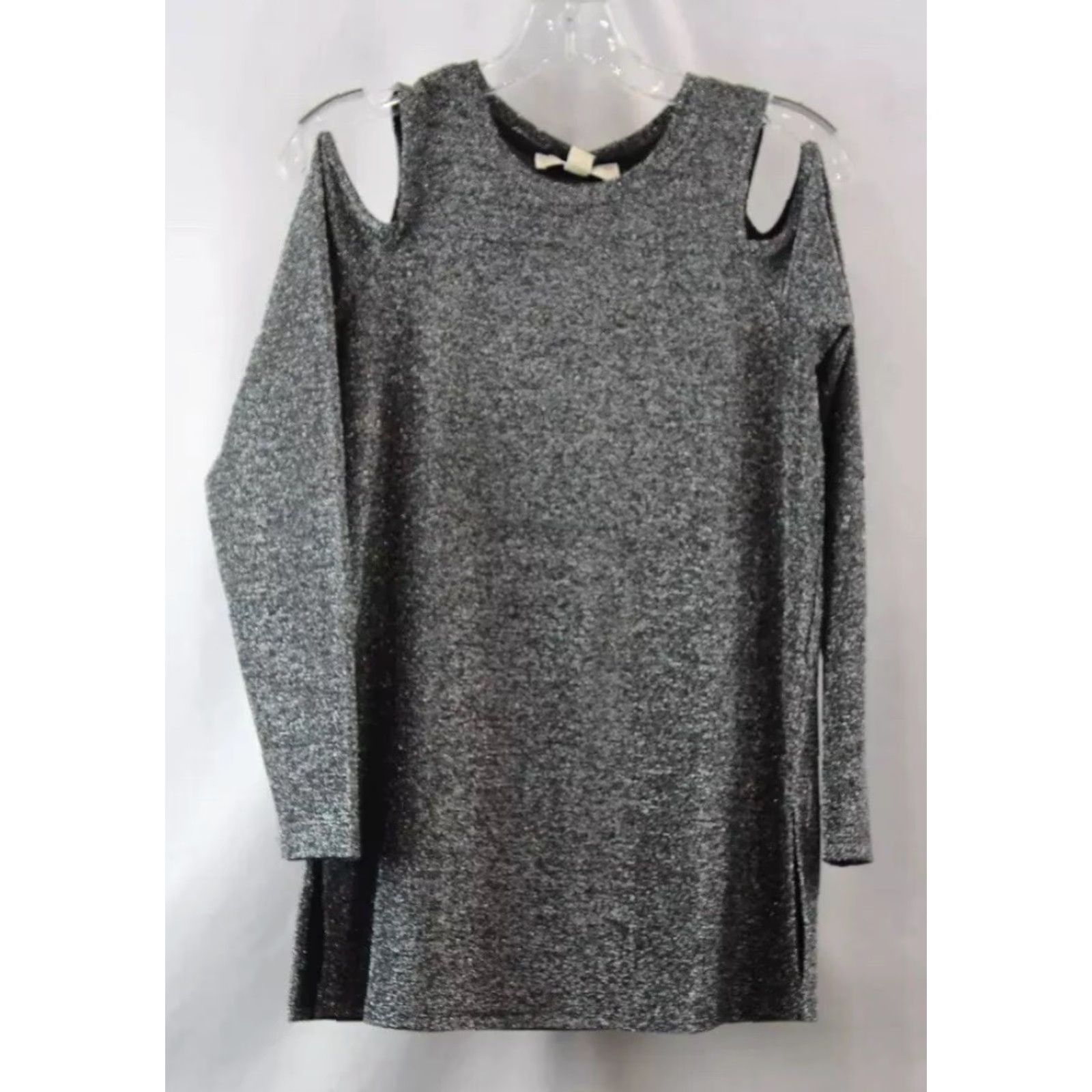 Michael Kors VINTAGE New NWT Women's Michael Kors Silver Glitter Side Slit Cold Shoulder Shirt Size S Size S / US 4 / IT 40 - 2 Thumbnail