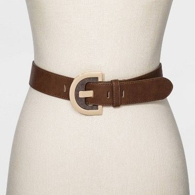 Other Women' Wood Half Moon Buckle Belt - a New Day™ Size ONE SIZE - 2 Thumbnail