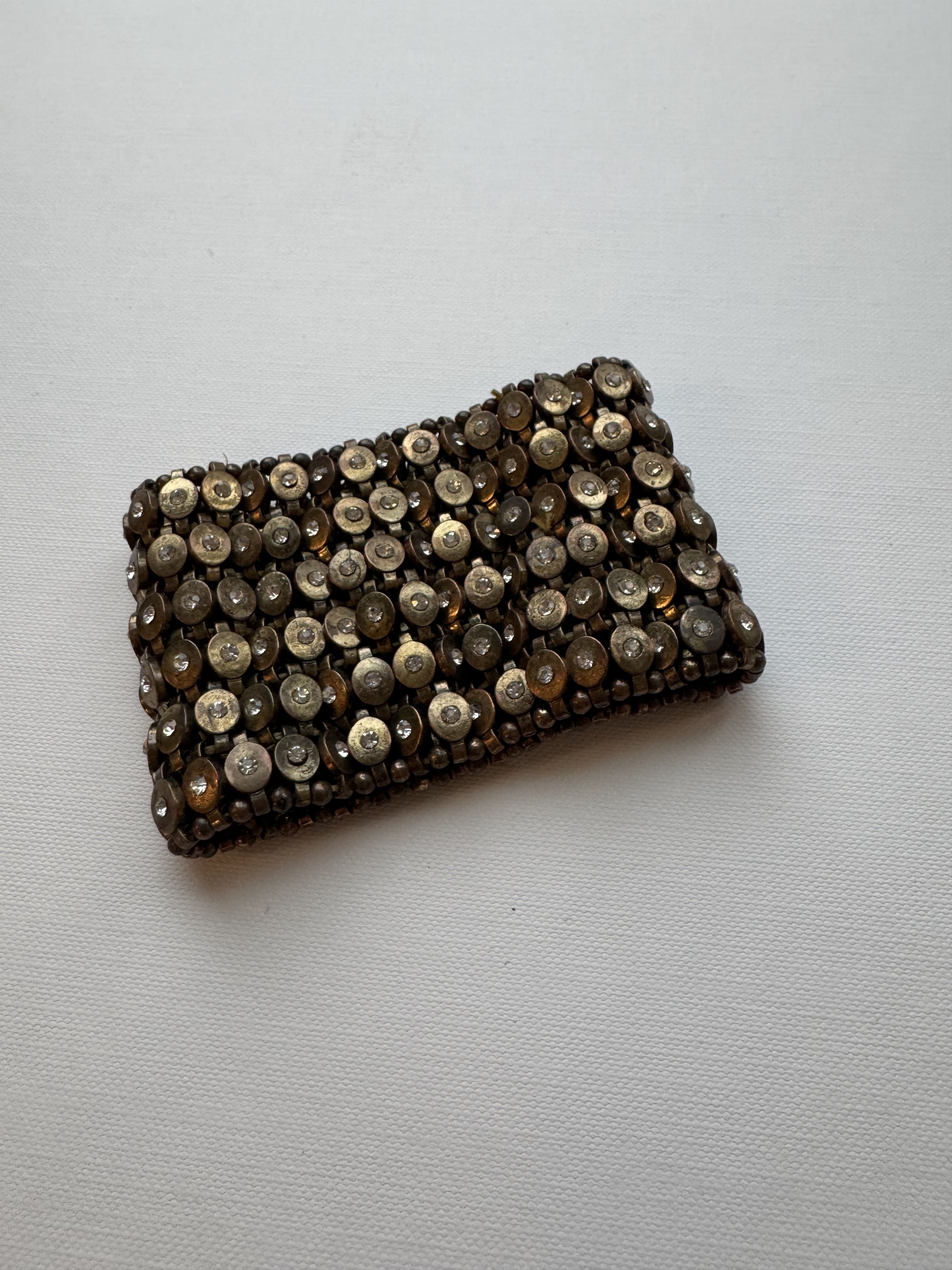 Vintage Stretch Cuff Bracelet Metal Crystal