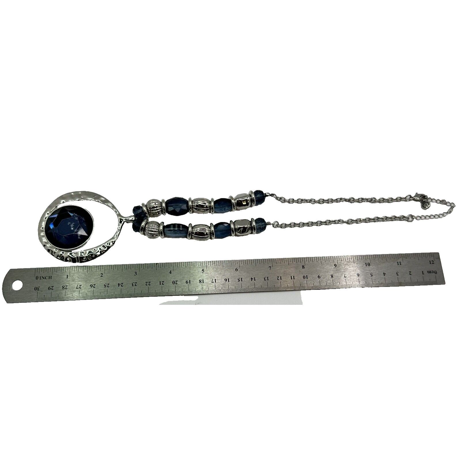 Other C 1946 Signed VTG Statement Necklace SilverChain Cobalt Blue Size ONE SIZE - 5 Thumbnail