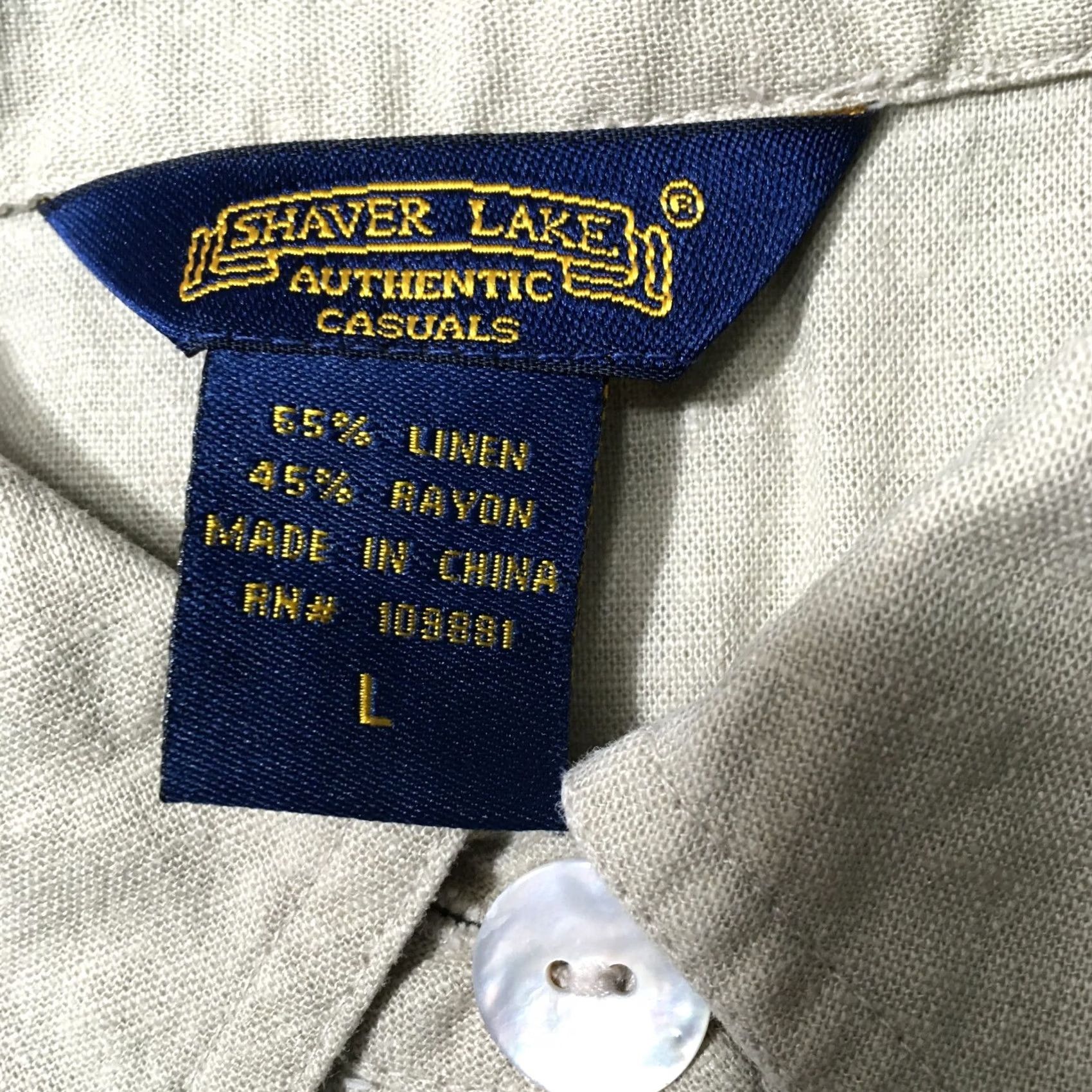 Vintage Shaver Lake Shirt Womens Large beige textured long sleeve Size L / US 10 / IT 46 - 2 Thumbnail