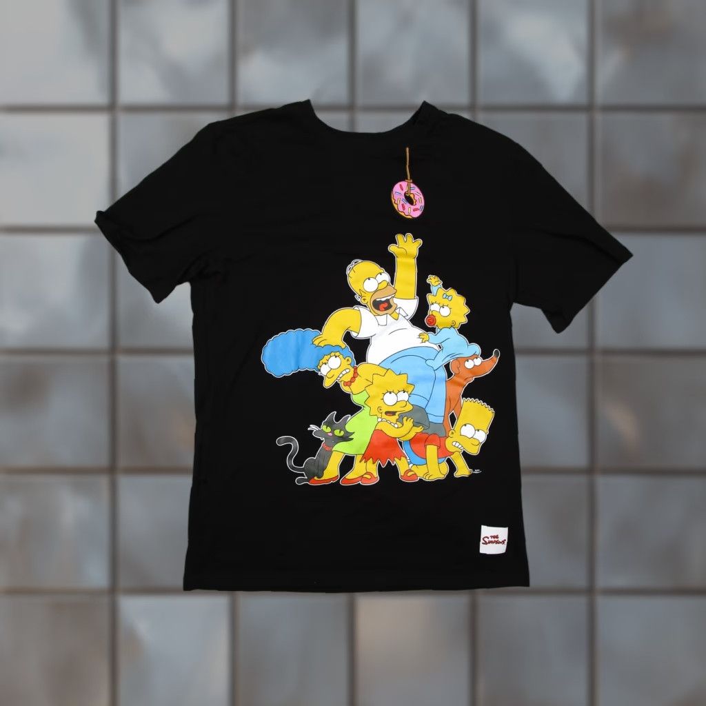 Vintage The Simpsons Graphic T-Shirt Mens Medium Black Cartoon Family Donut Embroidered Tee Size US M / EU 48-50 / 2 - 1 Thumbnail