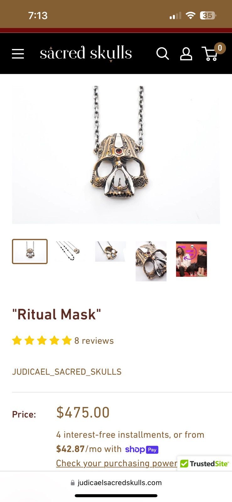 Jewelry Judicael Sacred Skulls “Ritual Mask” Size ONE SIZE - 1 Thumbnail