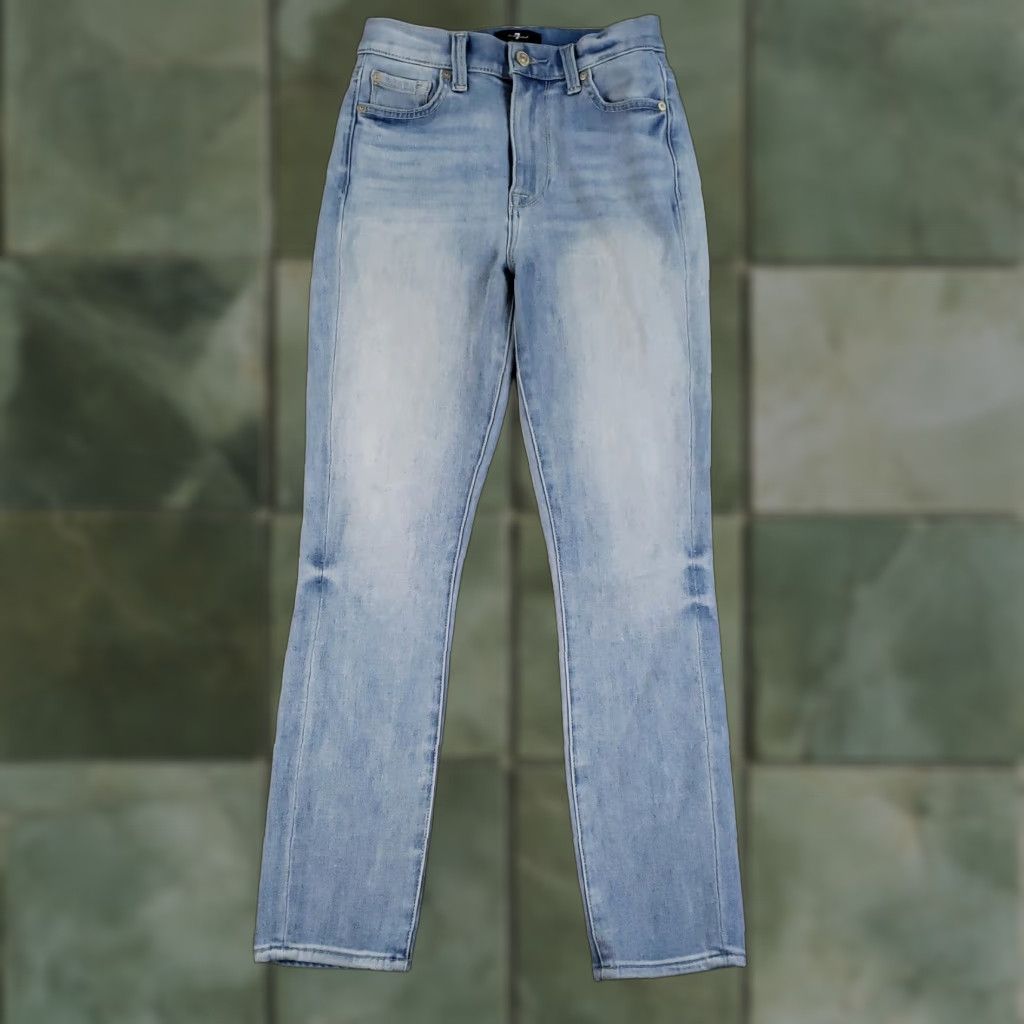 7 For All Mankind 7 For All Mankind Jeans Womens 24 Light Blue High Waist Cropped Skinny Denim Size 42" / US 20 - 1 Thumbnail