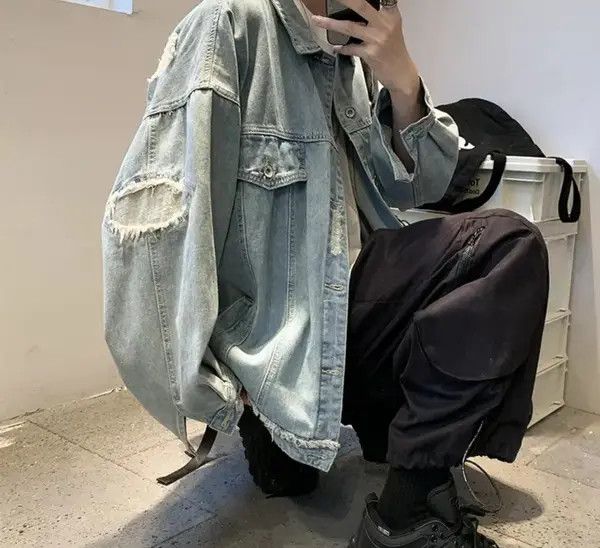 Japanese Brand Mibuki x Maeda Retro Blue Oversized Harajuku Denim Jacket Size US M / EU 48-50 / 2 - 7 Thumbnail