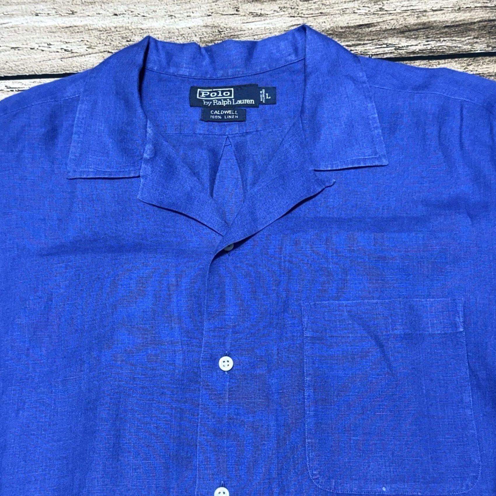Polo Ralph Lauren VINTAGE Polo Ralph Lauren Shirt L Blue Caldwell Loop Collar Jupiter Hills Camp Hawaiian Size US L / EU 52-54 / 3 - 2 Thumbnail
