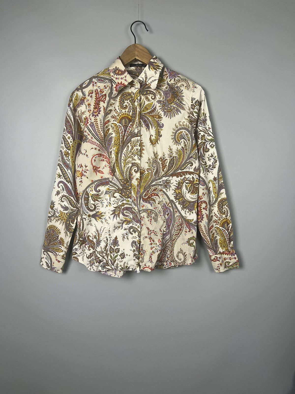Etro Etro 46 Blouse Shirt Top Neutral Paisley floral print Size L / US 10 / IT 46 - 1 Thumbnail