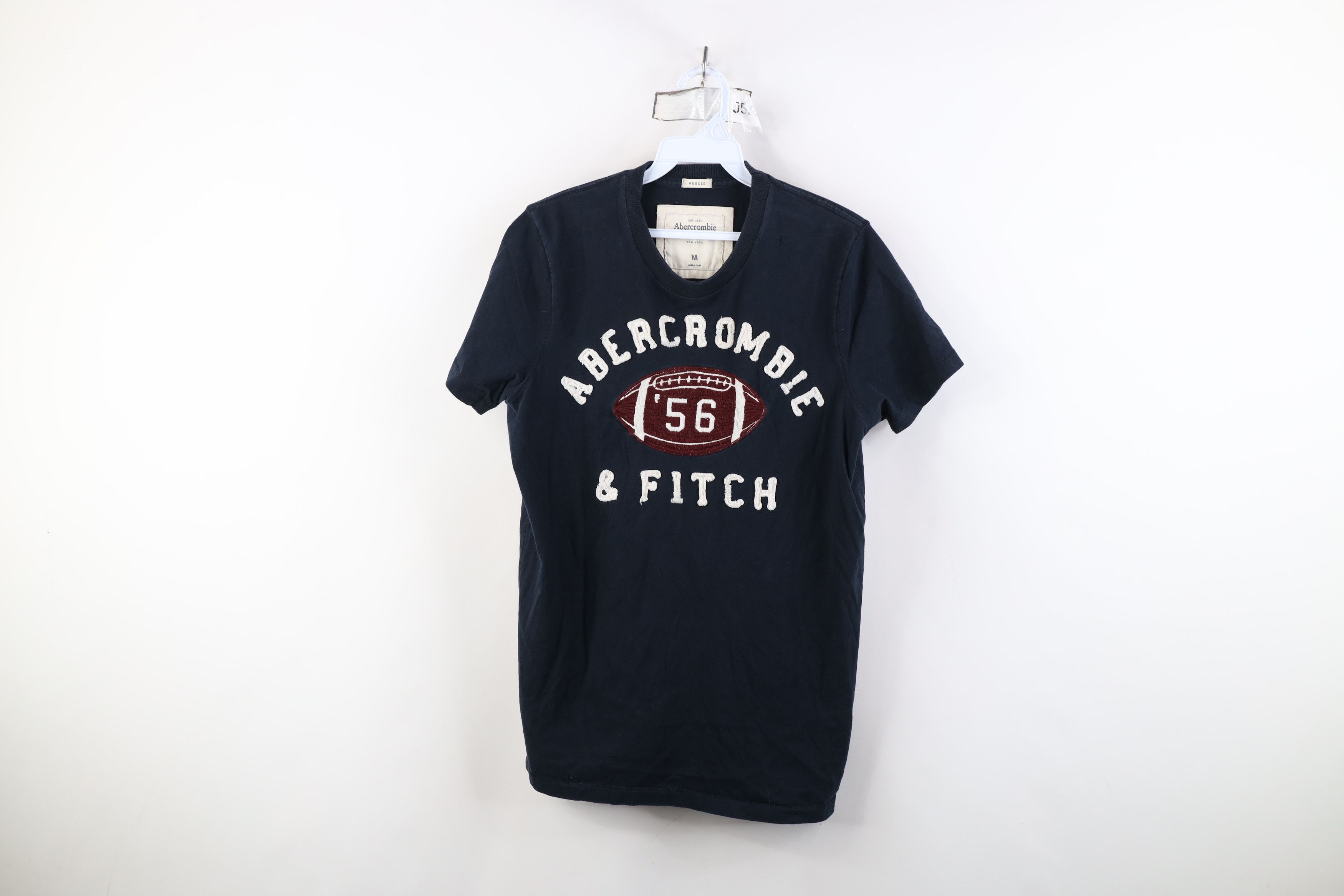 Vintage Y2K Abercrombie & Fitch Spell Football T-Shirt Blue
