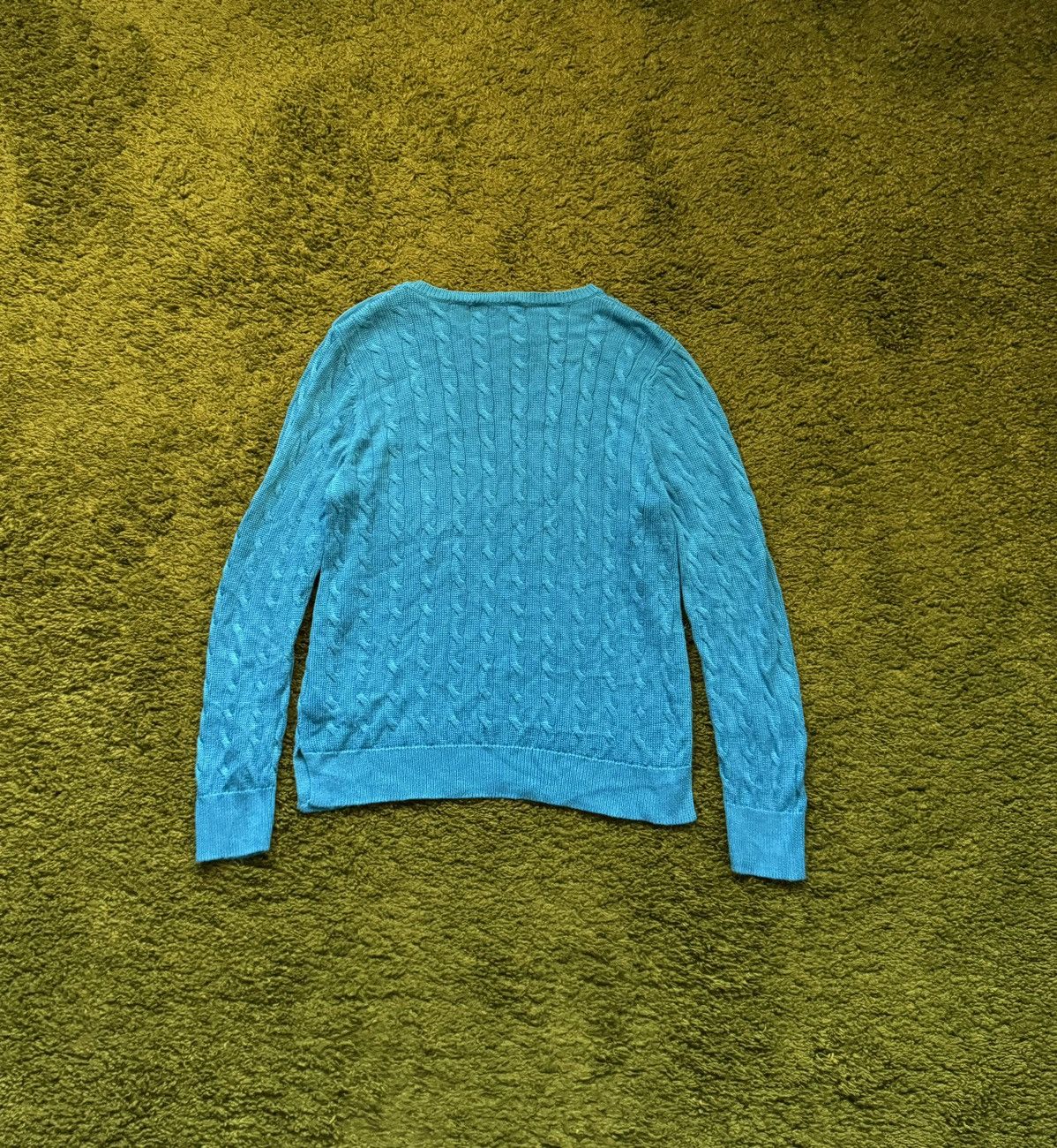 Lauren Ralph Lauren × Ralph Lauren × Vintage Lauren Ralph Lauren cable knit blue sweater Size L / US 10 / IT 46 - 2 Thumbnail