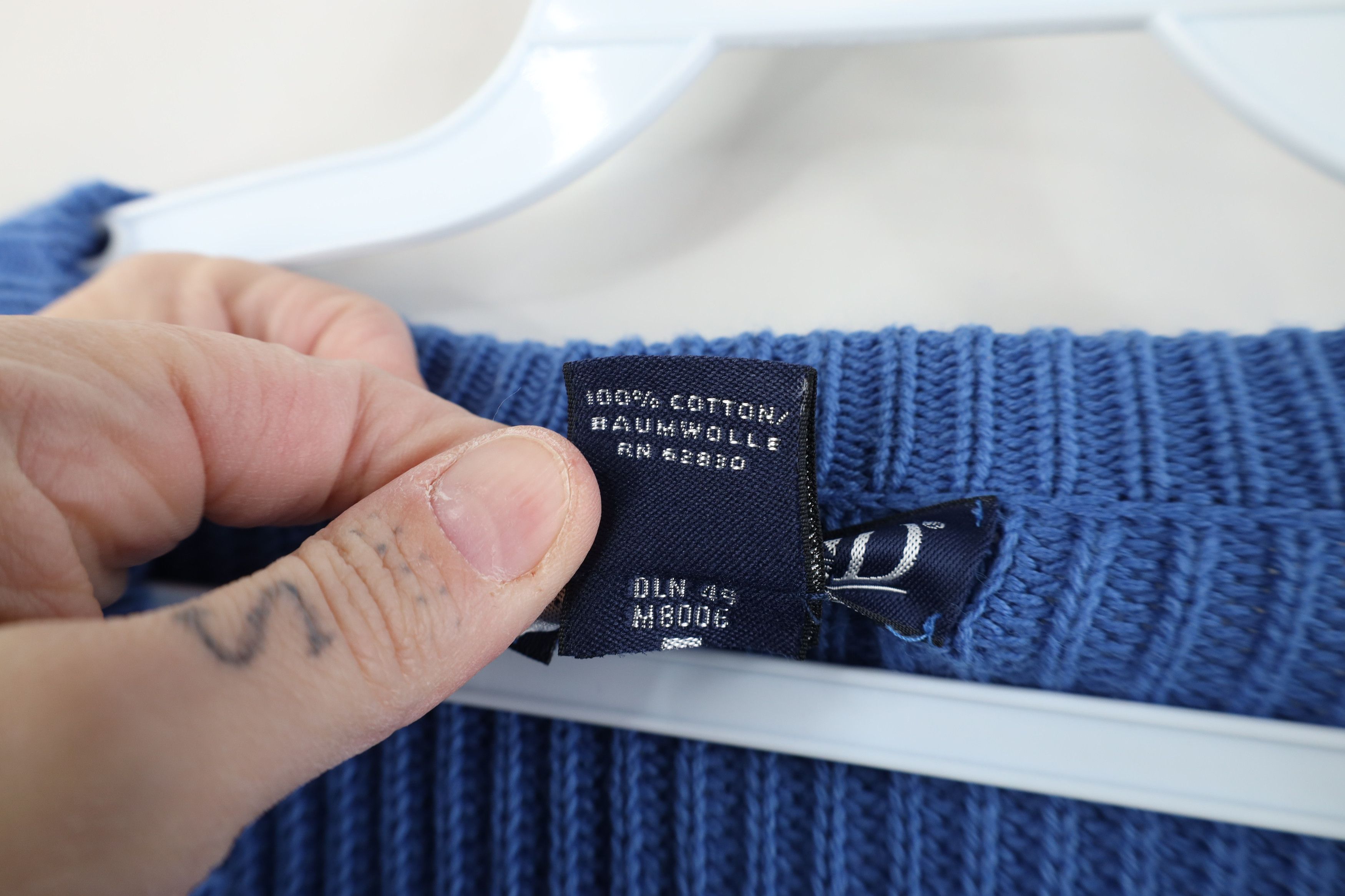 Lands' End Vintage 90s Lands End Cotton Ribbed Knit Sweater Blue USA Size US L / EU 52-54 / 3 - 7 Thumbnail