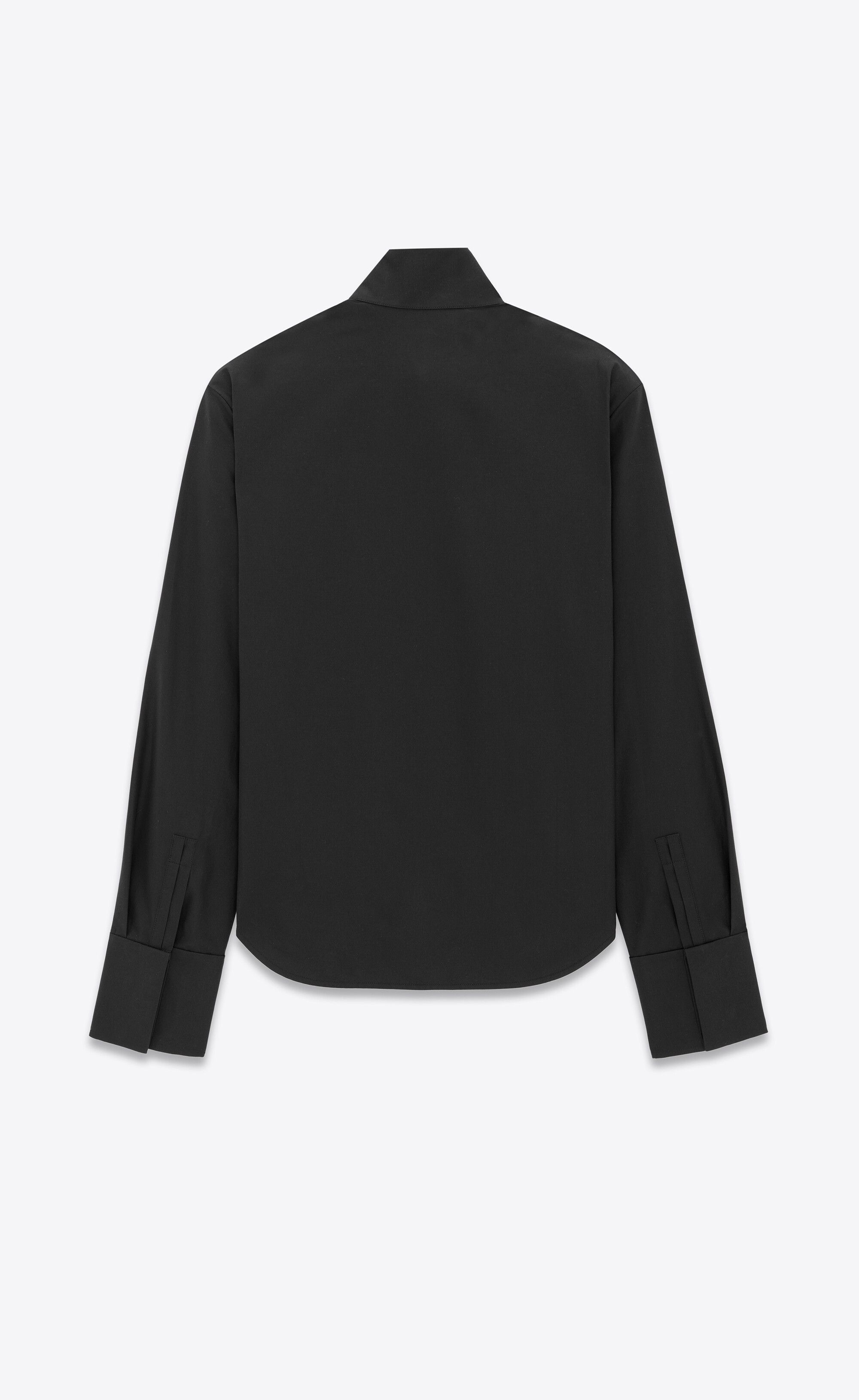 Saint Laurent Paris o1s1wg111224 Pleated Shirt in Poplin in Black Size US L / EU 52-54 / 3 - 3 Thumbnail