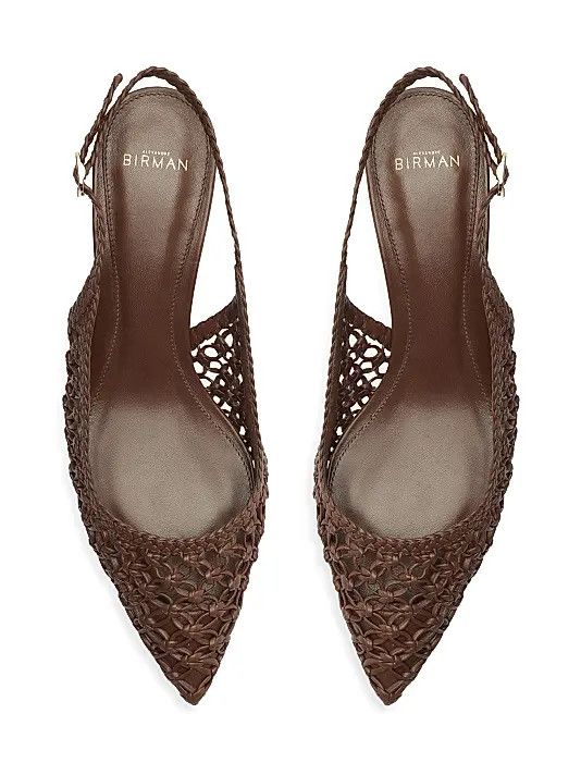 Alexandre Birman os11x1225 Jane Tresse 60MM Woven Leather Slingback Pumps Size US 11 / IT 41 - 7 Thumbnail