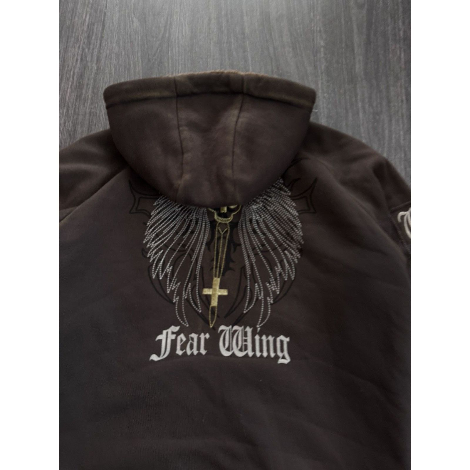 Vintage Y2K Vintage Fear Wing Sunfaded Fur Hoodie Size US L / EU 52-54 / 3 - 12 Thumbnail