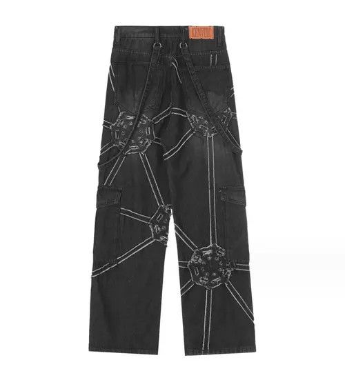 VIBE High street design spider web denim straight trousers Size US 30 / EU 46 - 2 Thumbnail