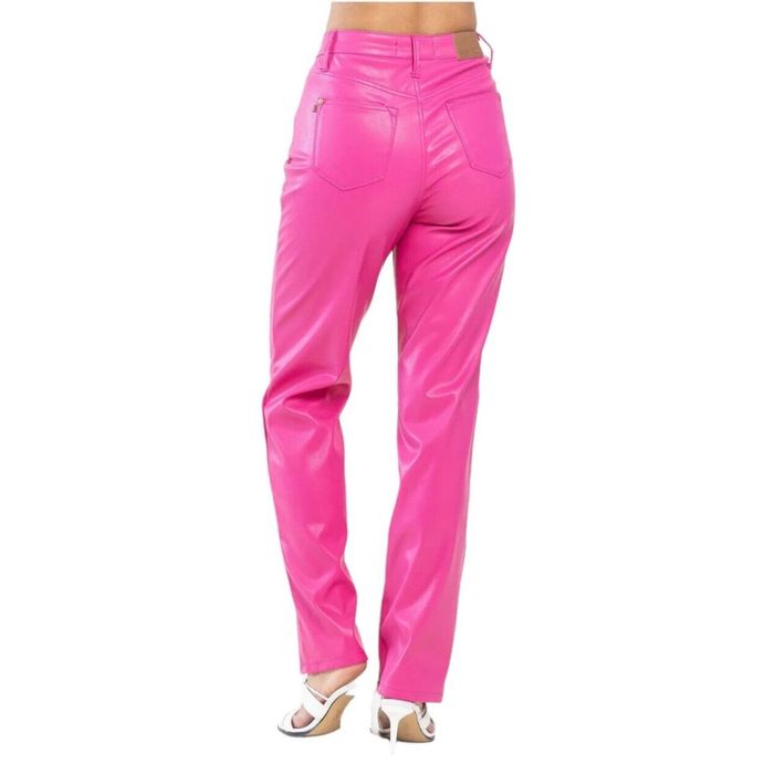 Judy Blue Judy Blue Hot Pink Faux Leather Pants Straight Leg | Grailed