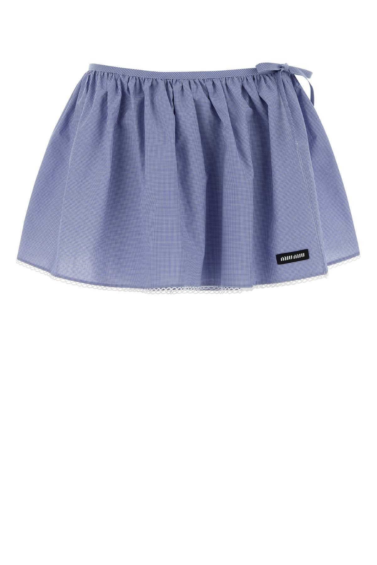 Miu Miu Embroidered Cotton Mini Skirt Size 27" / US 4 / IT 40 - 1 Thumbnail