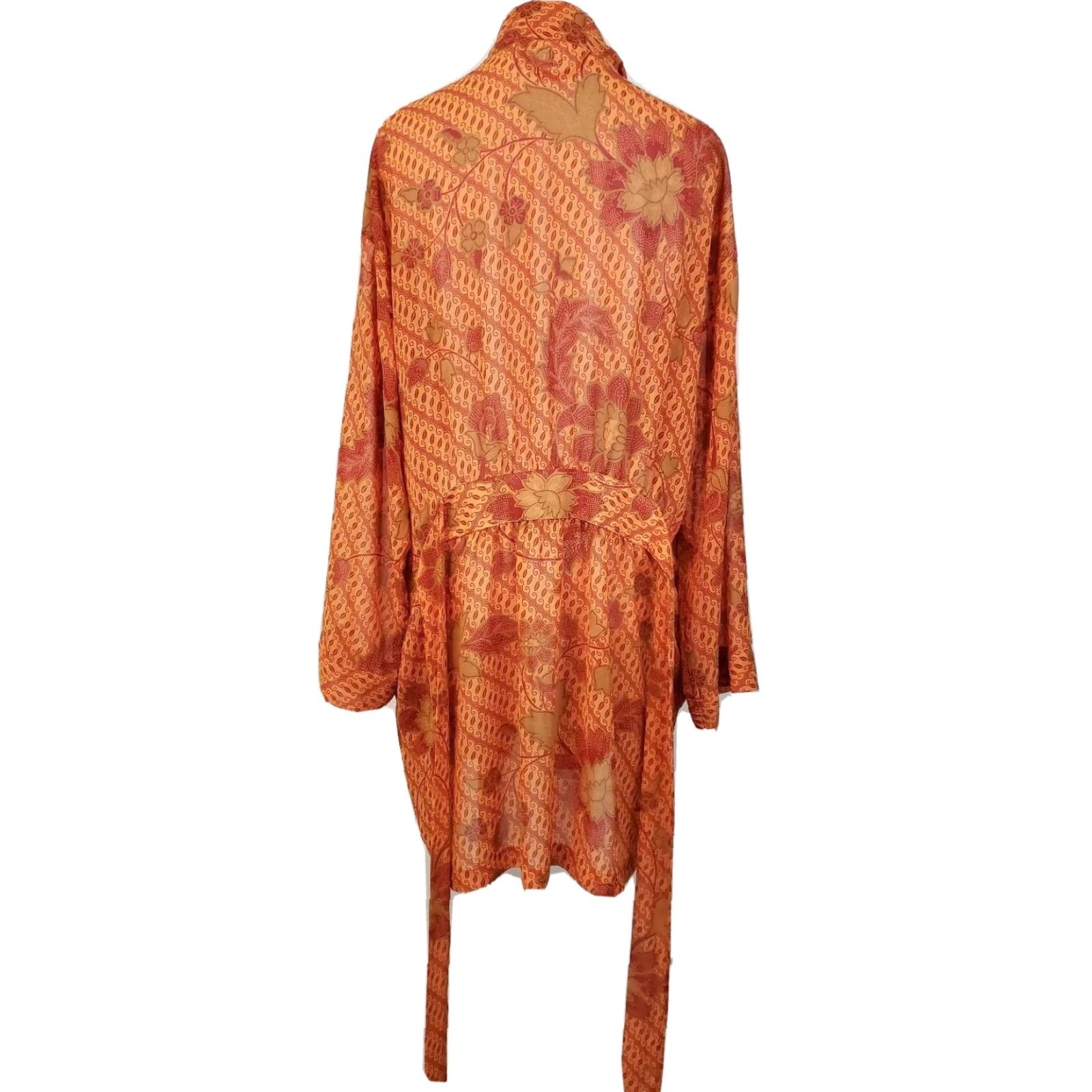 Victoria's Secret Victoria’s Secret Robe Women One Size Orange Floral Sheer Belted Pockets Kimono Loungewear Belted Lightweight Pockets OS Size ONE SIZE - 5 Thumbnail