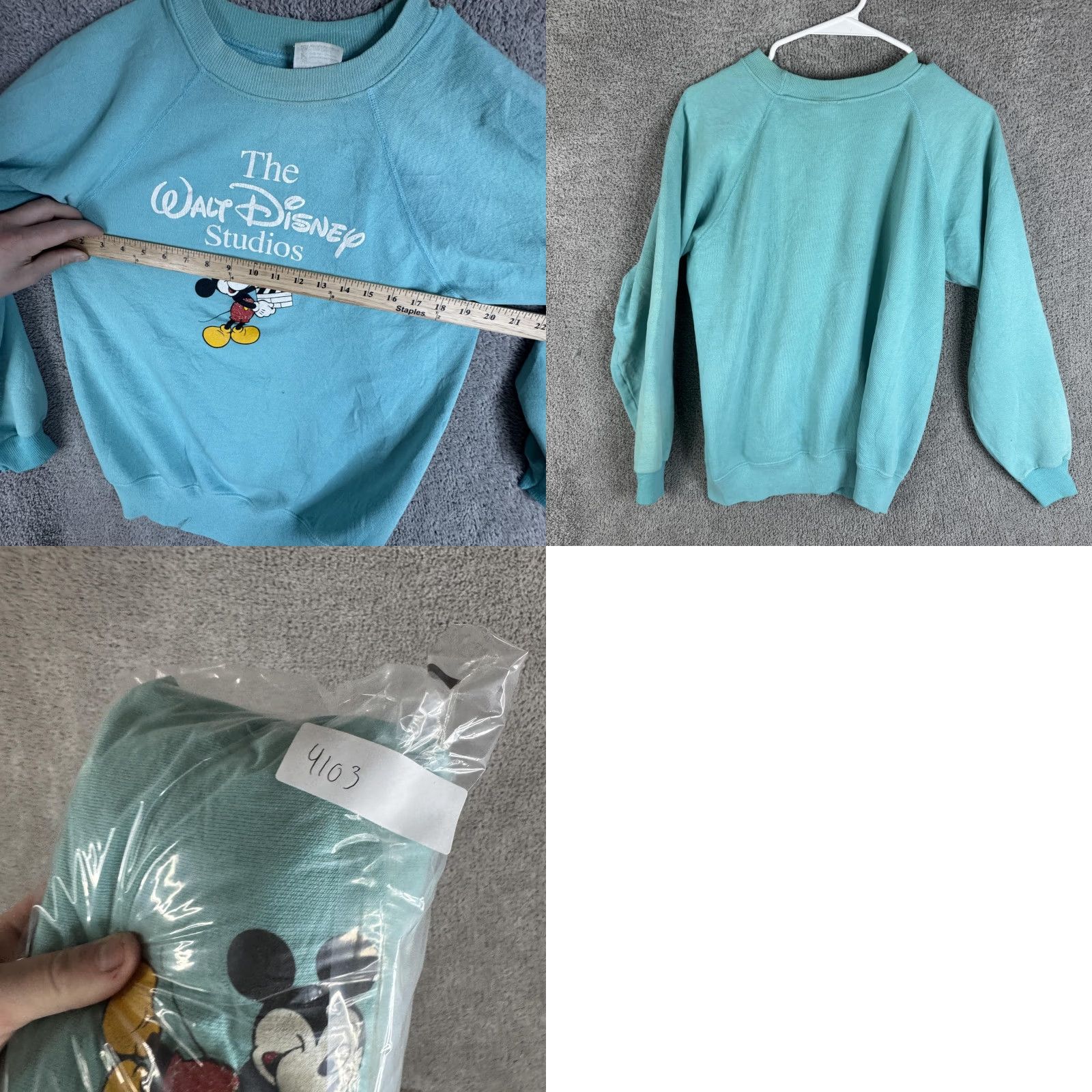 Hanes VINTAGE Hanes Mickey Mouse Sweatshirt Mens Medium Blue Fleece Graphic Print 80s Crew Neck Pullover Size US M / EU 48-50 / 2 - 9 Thumbnail