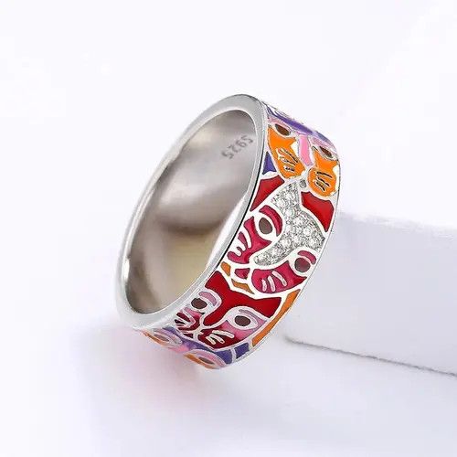 Japanese Brand Enamel Color Cat Face Rings (size 6-10) Size ONE SIZE - 3 Thumbnail