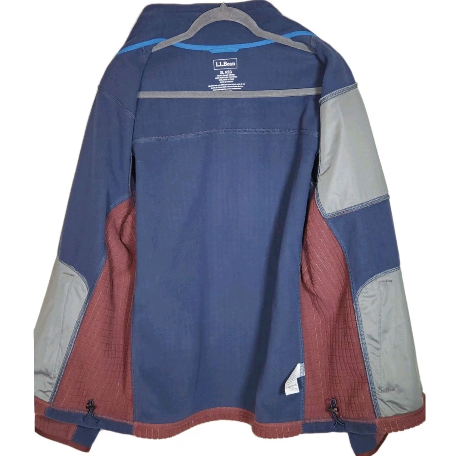 Vintage VINTAGE L.L.Bean Mountain Classic Windproof Fleece Jacket Hoodie Maroon and Blue XL Mens Size US XL / EU 56 / 4 - 4 Thumbnail